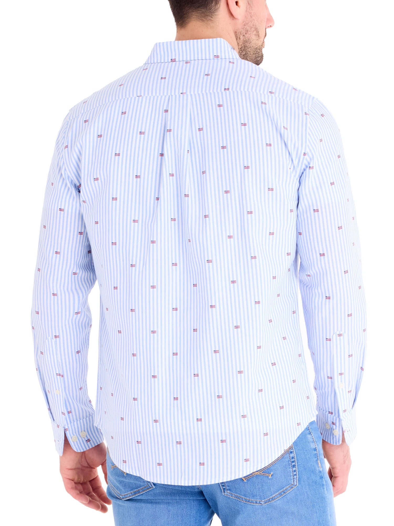 U.S. Polo Assn. Men's Americana Oxford Shirt Long Sleeve Button-Down (Blue, S) s6ecu