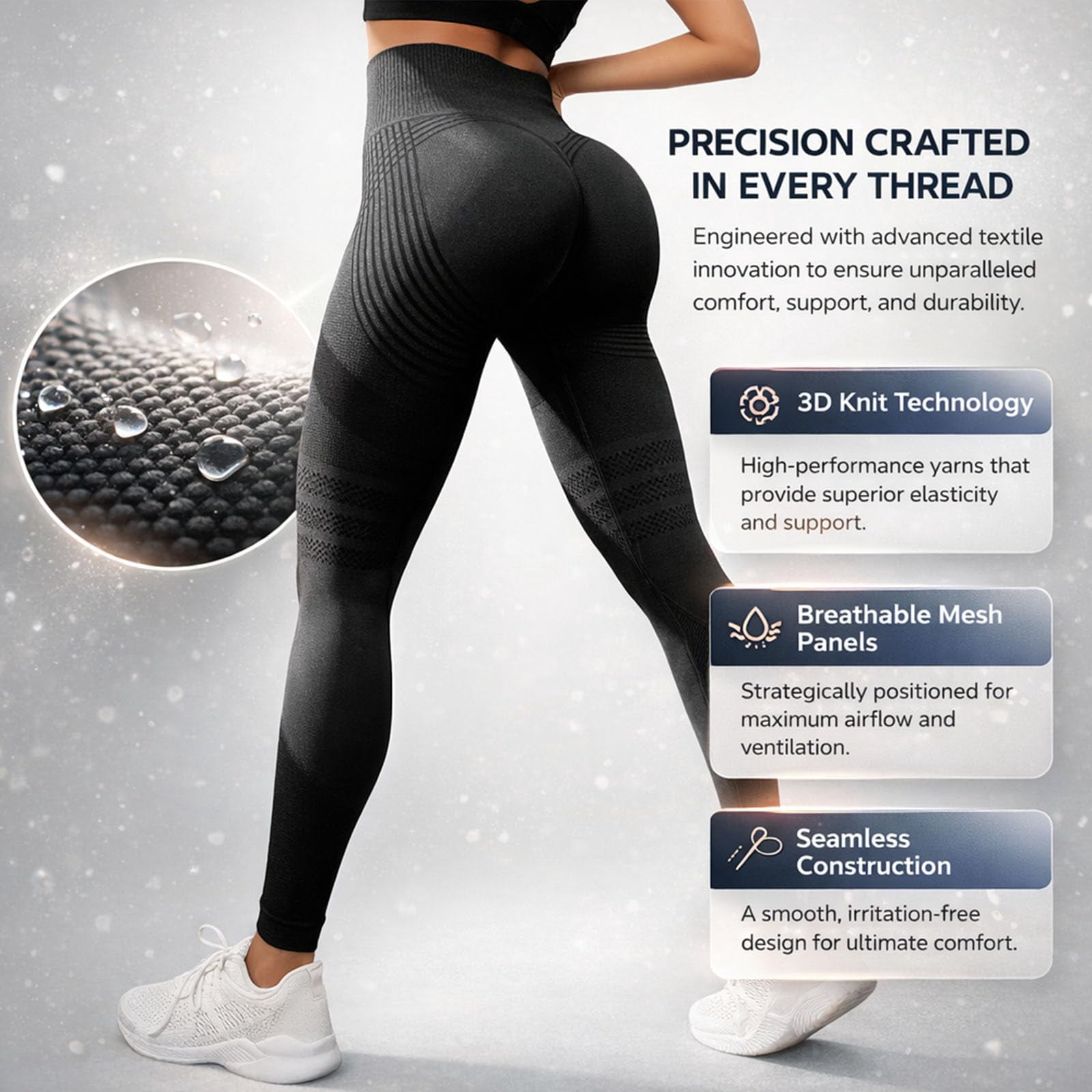 Generic High Waist Sculpting Leggings 3D Seamless Compression Yoga Workout Pants (Grey, S) xcjdy