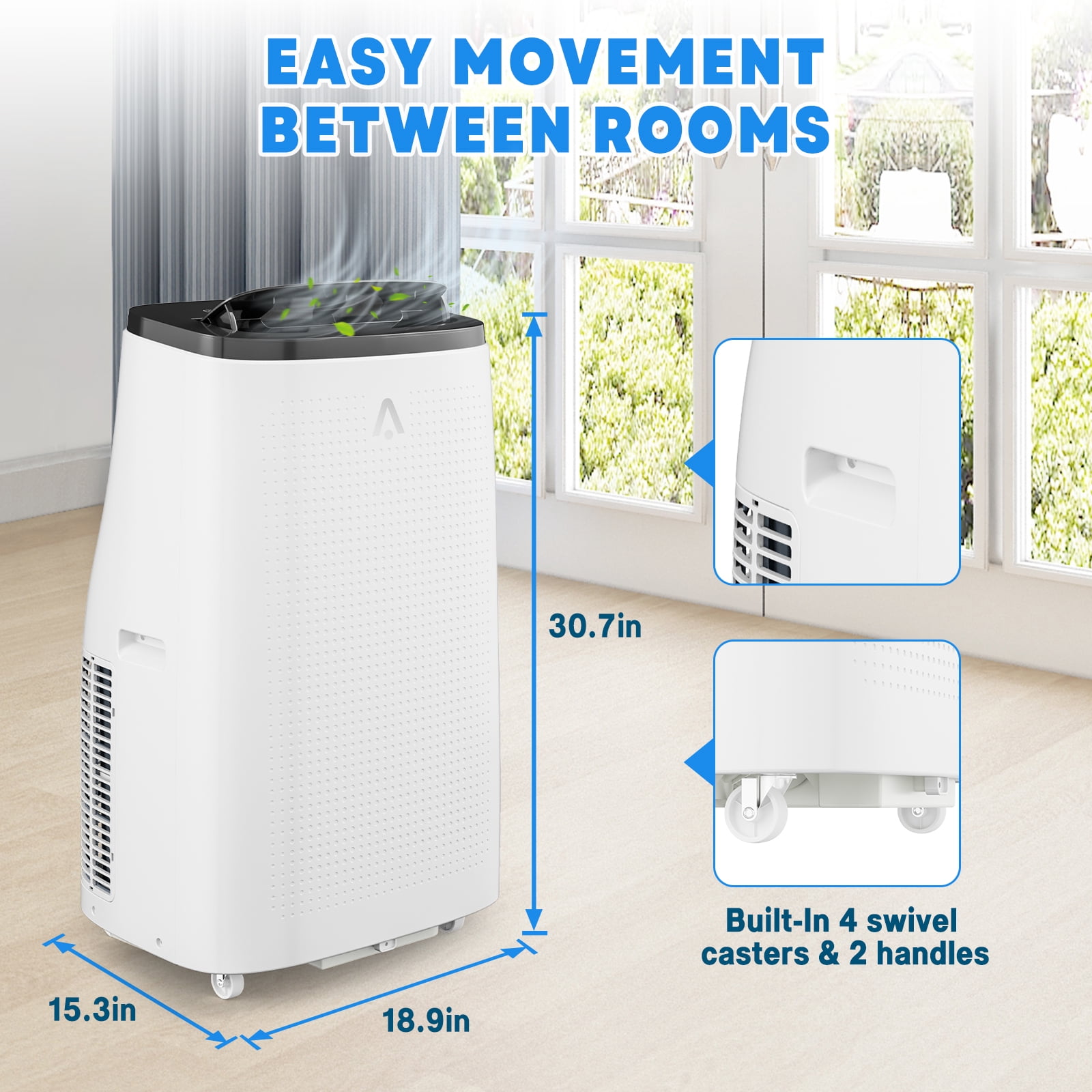Towallmark Portable Air Conditioner 14000 BTU 4-in-1 Cooling Dehumidifier Fan Unit for Rooms up to 700 sq. ft. (Black) o9ivr