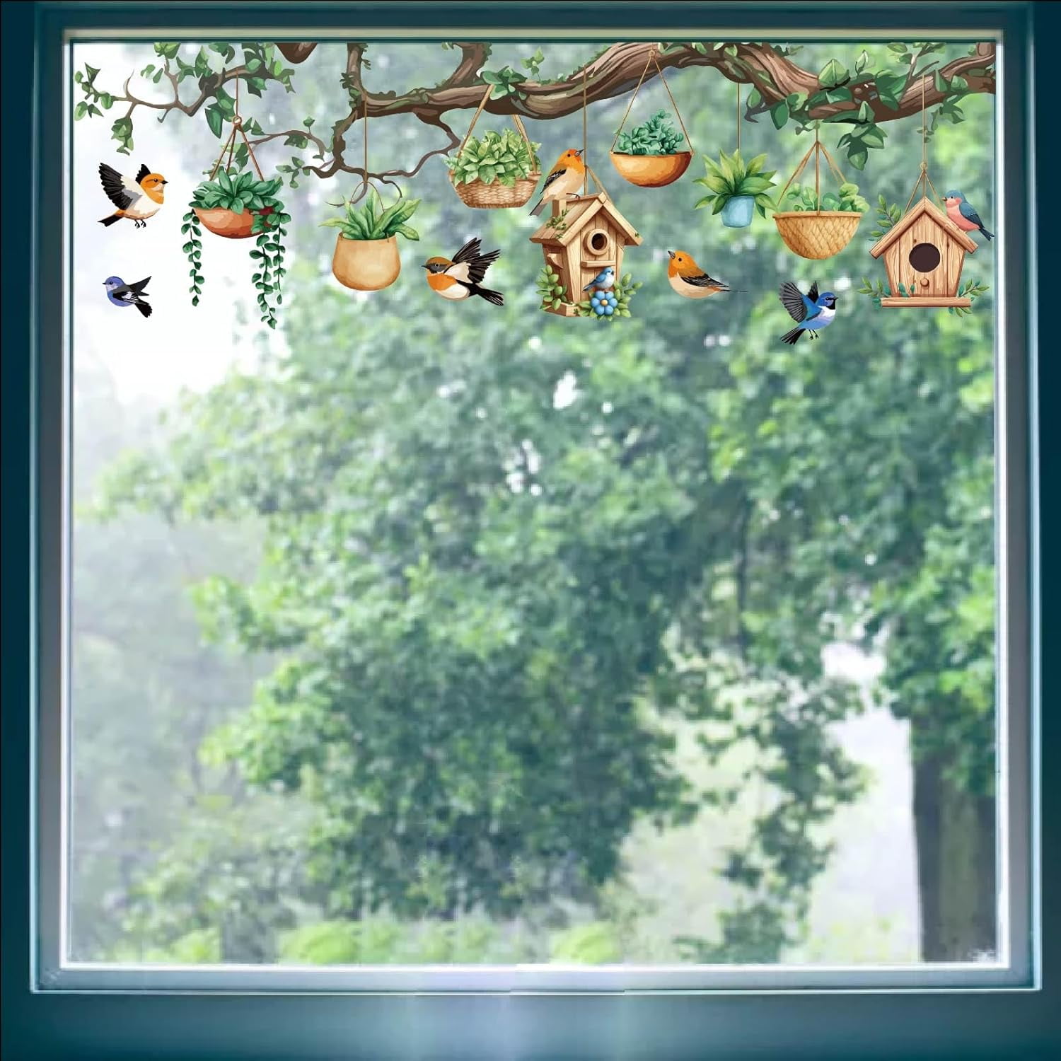 DICOSMETIC Bird Window Decals Anti-Collision Static Cling for Home Decor (Multicolor, 15 in x 47 in) op0q2