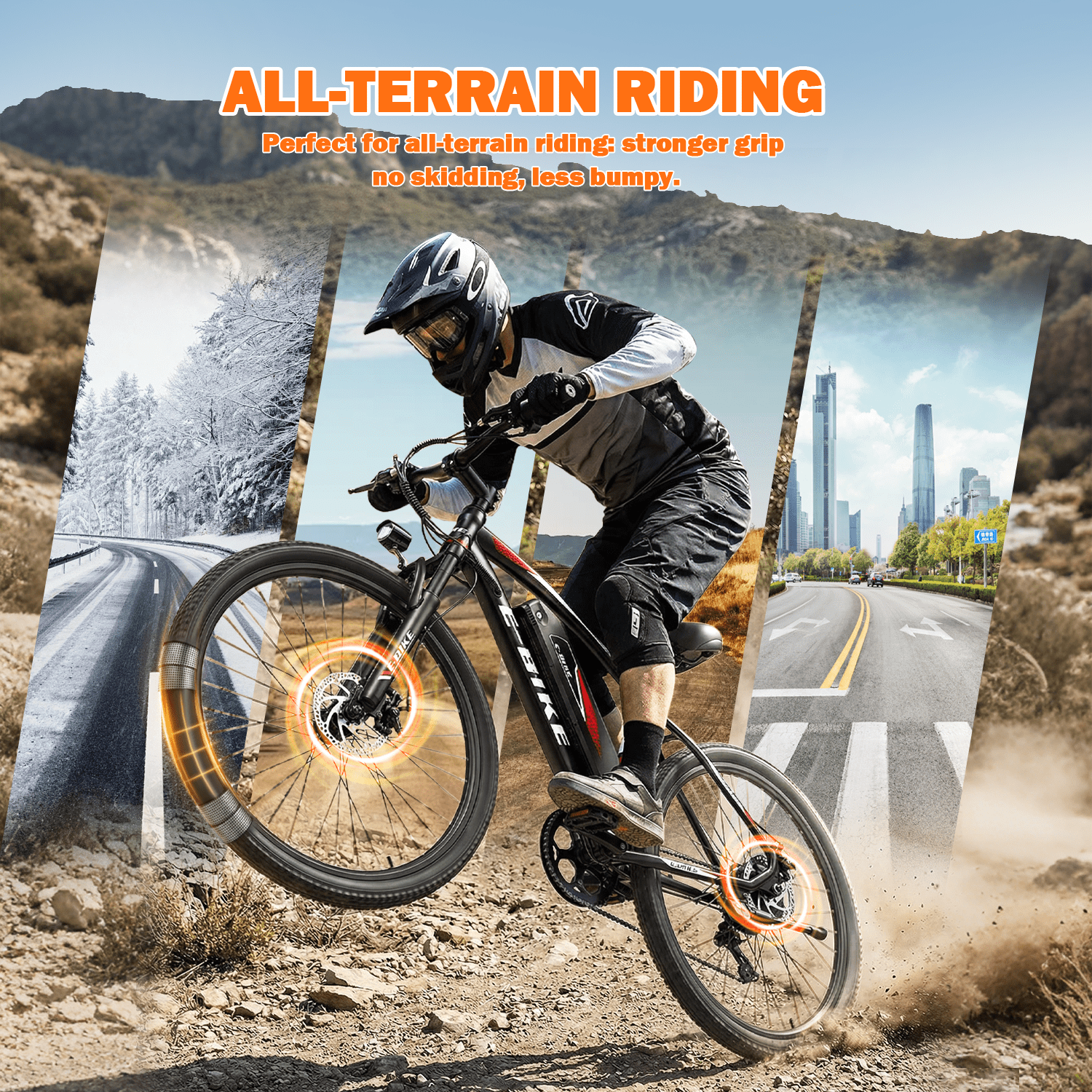XKJQTA Electric Mountain Bike, 26 in Adult E-Bike with 750W Motor, 576Wh Removable Battery, 7-Speed, Full Suspension (Black, 26 in) tfjm3