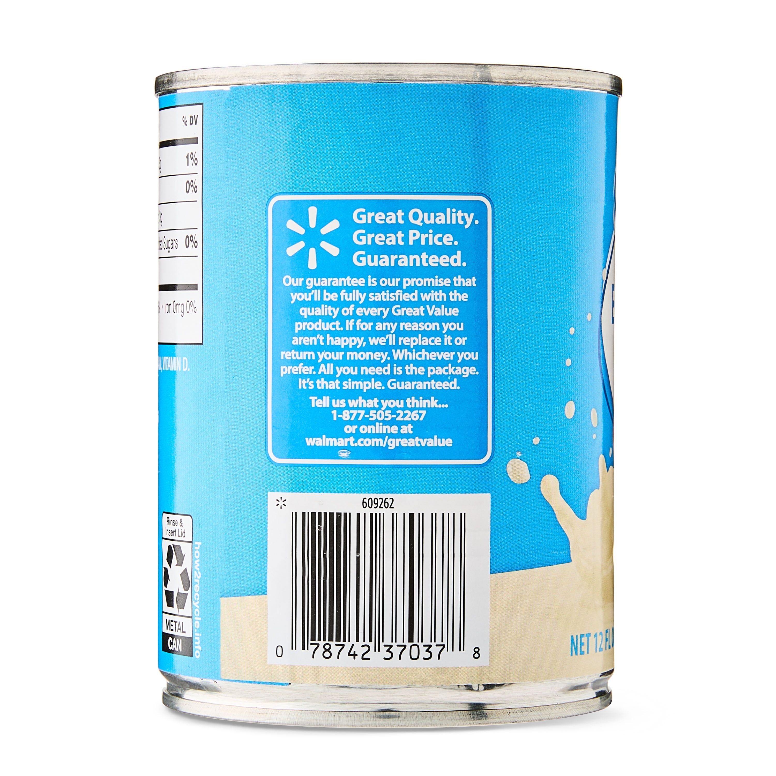 Great Value Evaporated Milk, Rich and Creamy Cooking Ingredient (12 fl oz) db07v