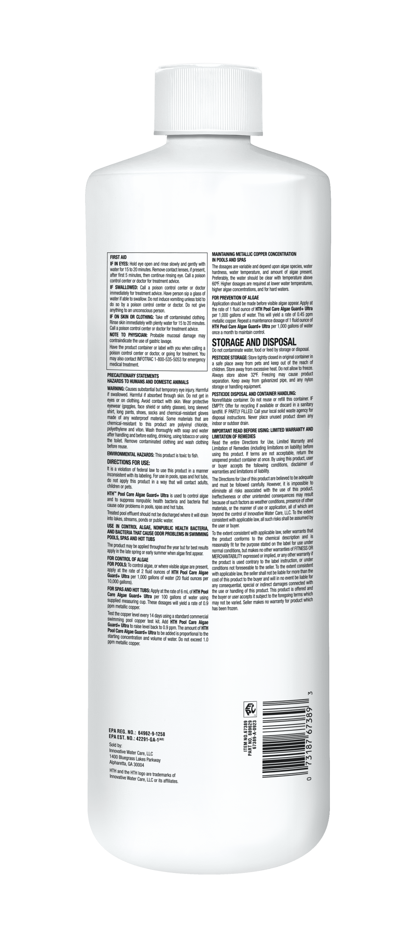 HTH Pool Care Algae Guard Ultra Plus, Fast-Acting Swimming Pool Algaecide Treatment (28 fl oz) 3d5lm