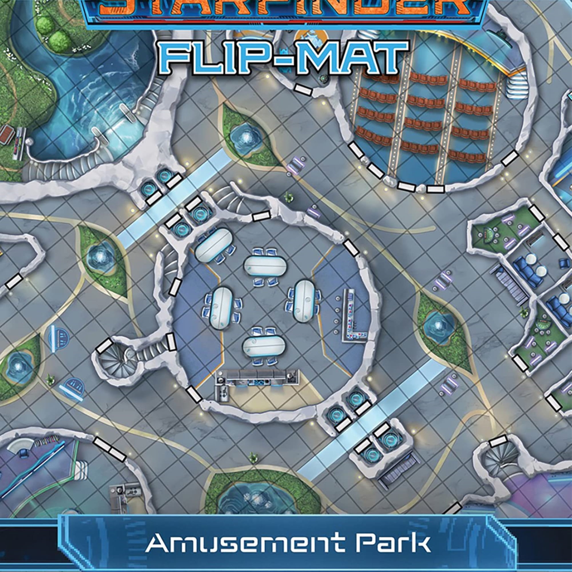 Damien Mammoliti Starfinder Flip-Mat Amusement Park Tabletop RPG Map (24 in x 30 in) hyvwn