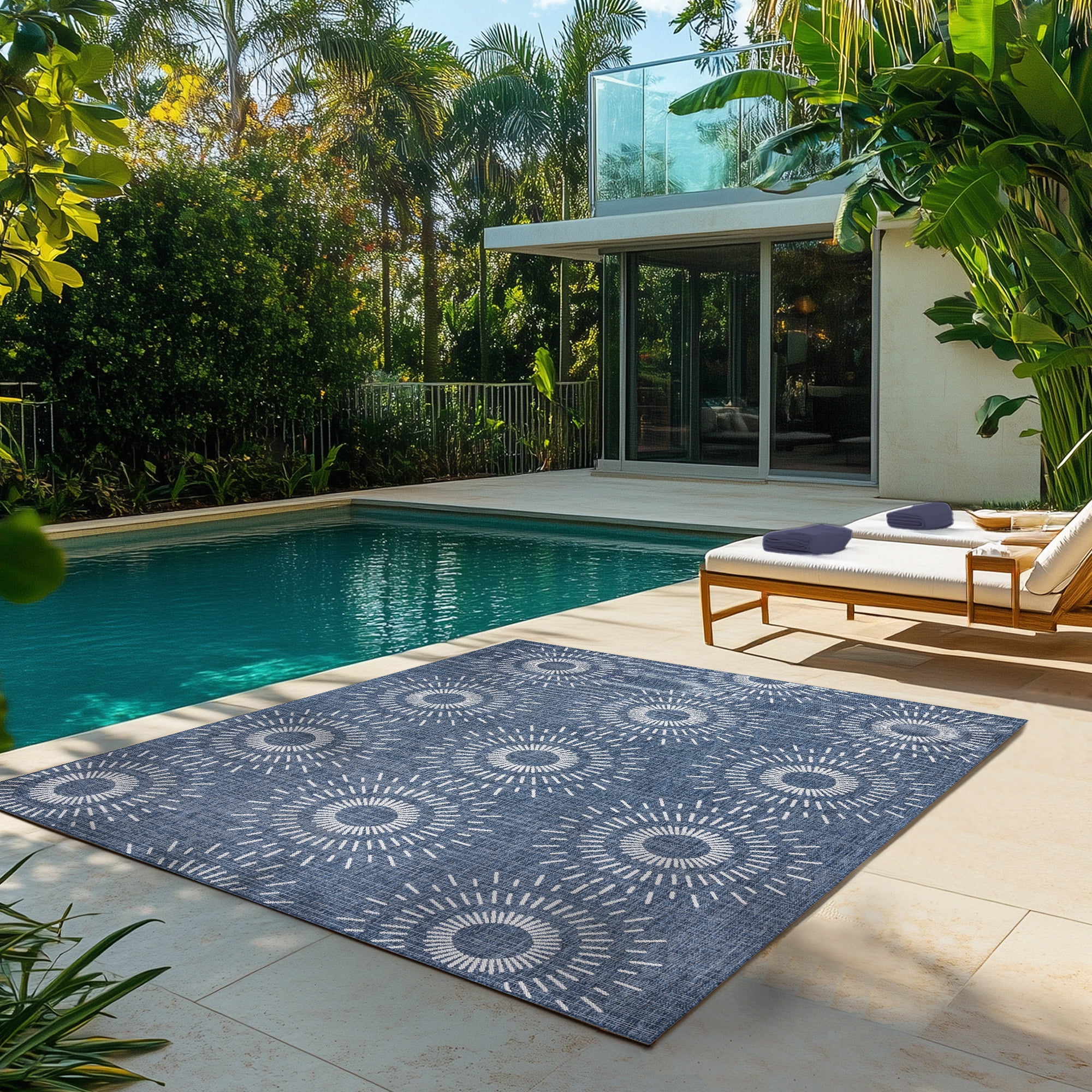 Gertmenian Tropea Tiaret Modern Geometric Indoor Outdoor Area Rug (Navy, 8 ft x 10 ft) rhag4