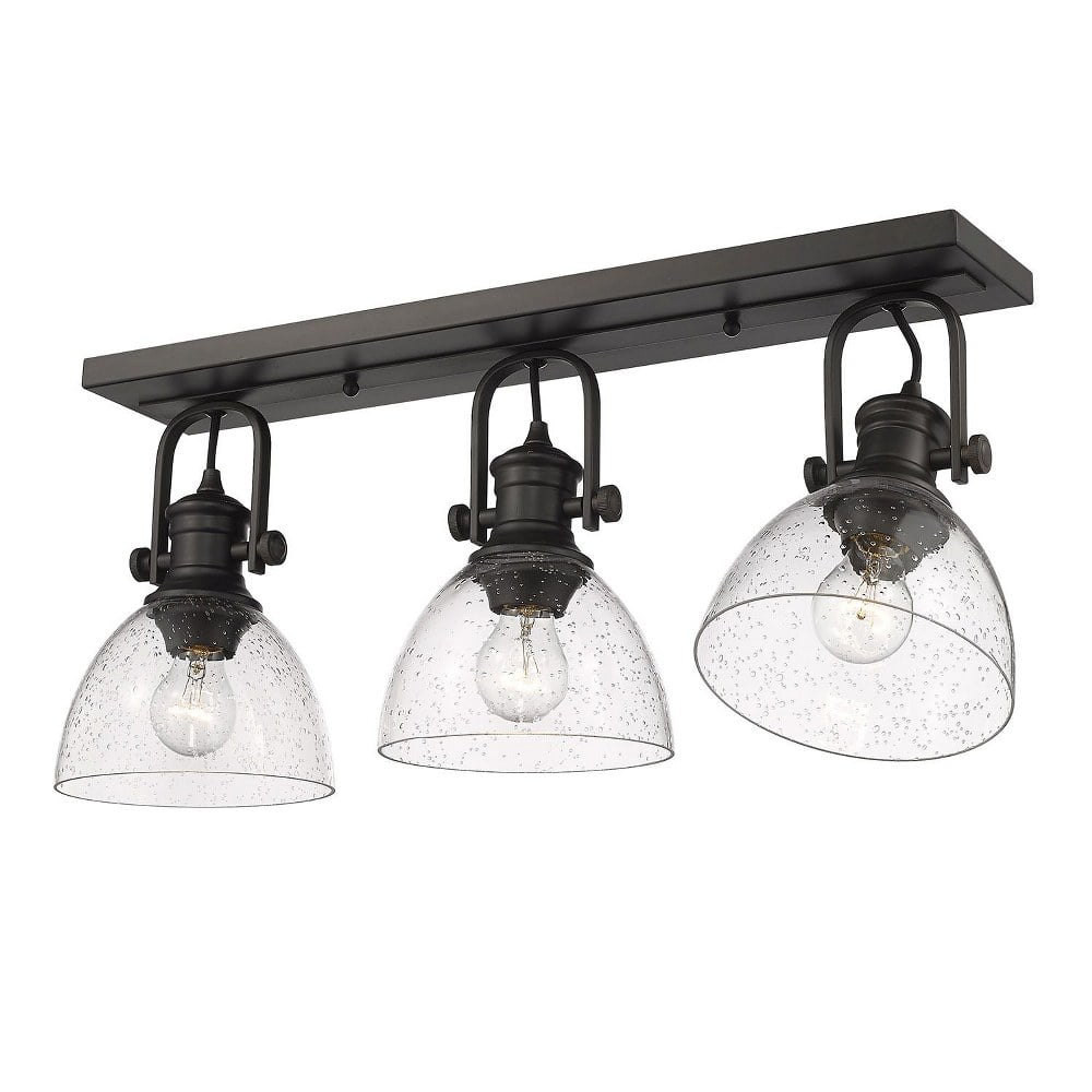 Golden Lighting Hines 3-Light Semi-Flush Mount Ceiling Fixture (Rubbed Bronze, 15 in) kmb3m