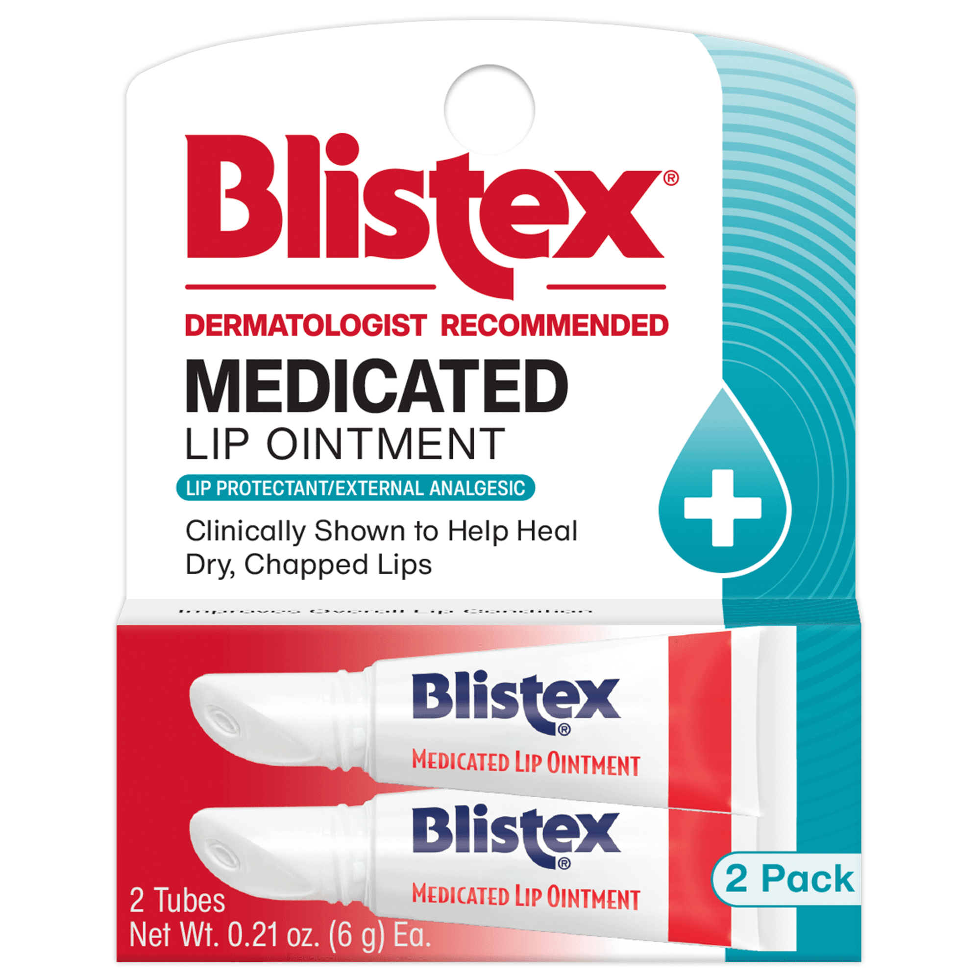 Blistex Medicated Lip Ointment Advanced Moisture Treatment for Dry Chapped Lips (Clear, 0.42 oz, 2 Pack) 33psv