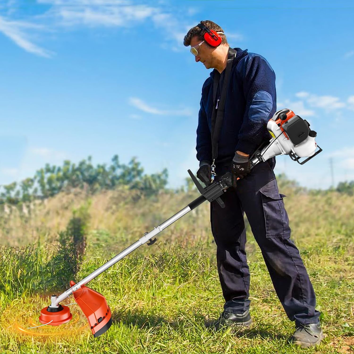 EAYSG 36cc Gas String Trimmer, 3-in-1 Brush Cutter and Weed Eater (Orange, 36cc) mopmk - Image 7