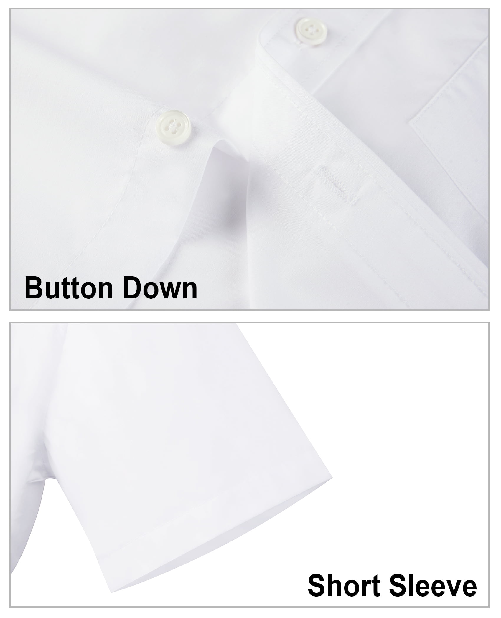 Youclos Men's Short Sleeve Dress Shirt Casual Button Down Wrinkle-Free (White, Regular Fit) 854yh