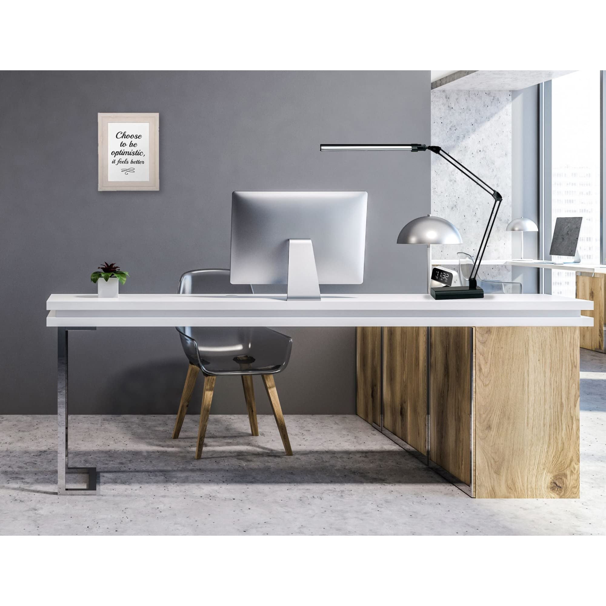 Realspace Architect Desk Lamp, Adjustable LED Task Lighting (Black/Silver, 21.5 in) fgrbj