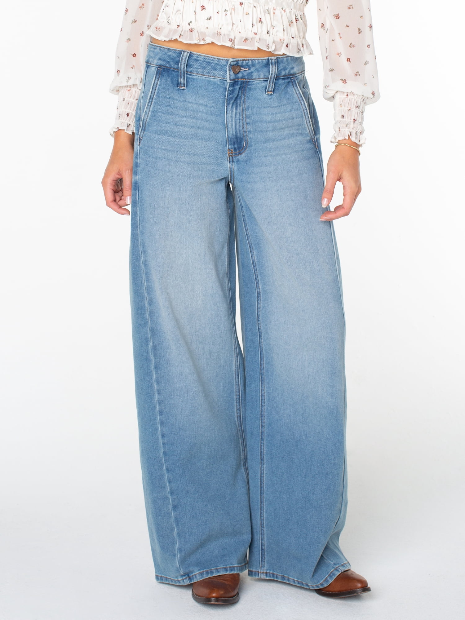 Celebrity Pink Women's Wide Leg Stretch Denim Jeans (Pink, 1-24) 2pcfw