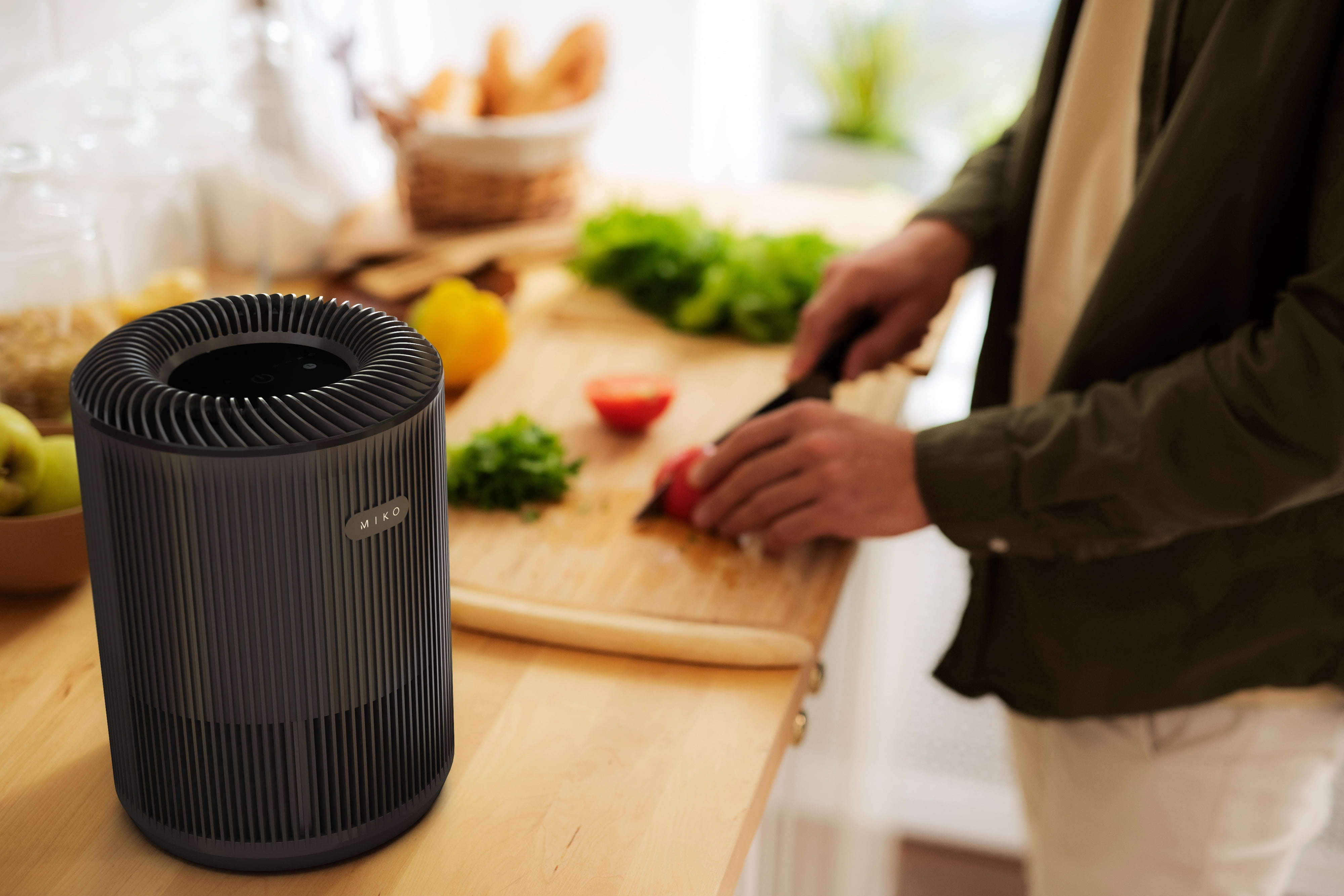Miko Essence Air Purifier with H13 True HEPA Filter and Activated Carbon for Large Rooms (Black, 1000 sq ft) j2av5
