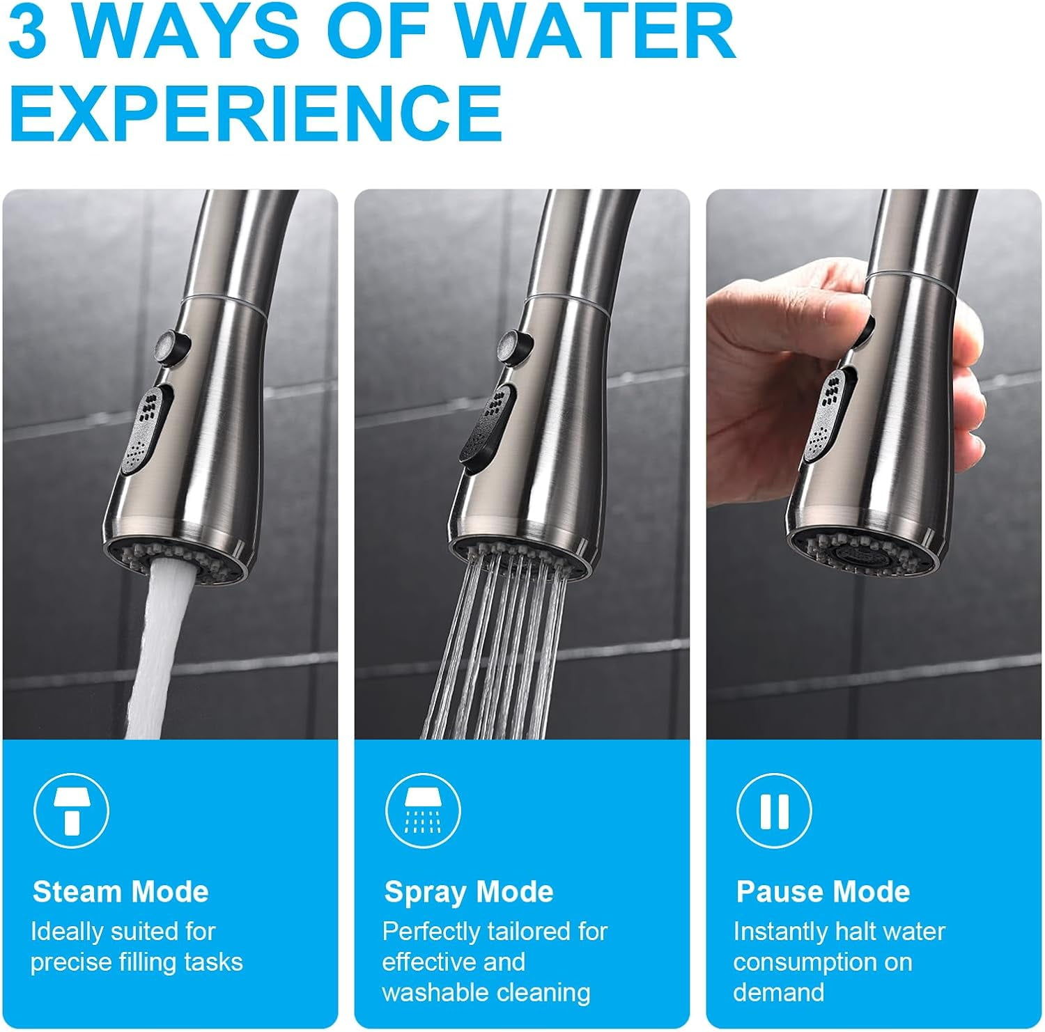 Tmdioo Kitchen Faucet with Pull Down Sprayer, High Arc Stainless Steel Single Handle Sink Faucet (Brushed Nickel, 18 in Hose) eg5qt