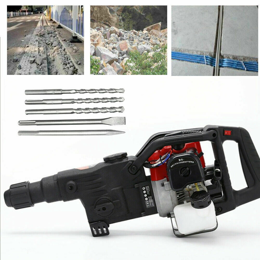 Fetcoi Gas Powered Demolition Jack Hammer 32.7CC 1.8kW Concrete Breaker (Black, 1.6 in Max Drilling Diameter) 3g9m7