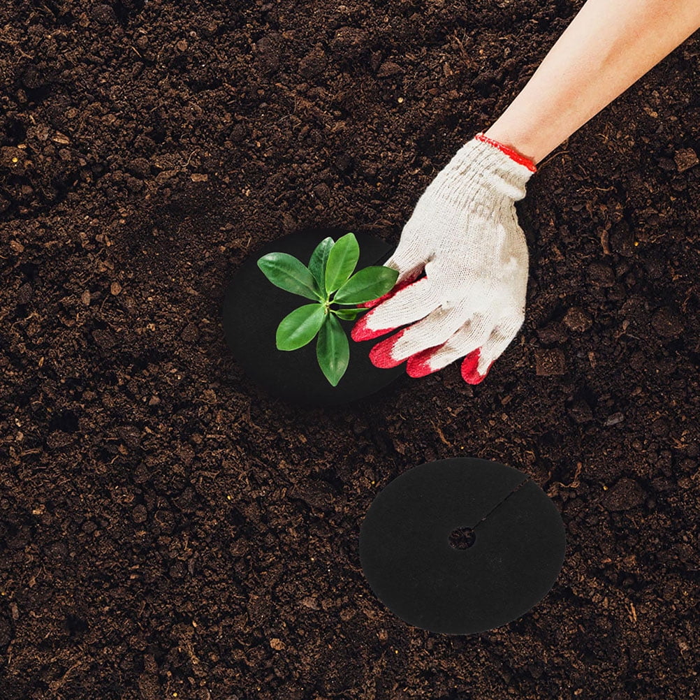 HINTRMENT Non-Woven Tree Mulch Ring Weed Barrier Mat for Garden Plant Protection (30 Pack) 6zdao