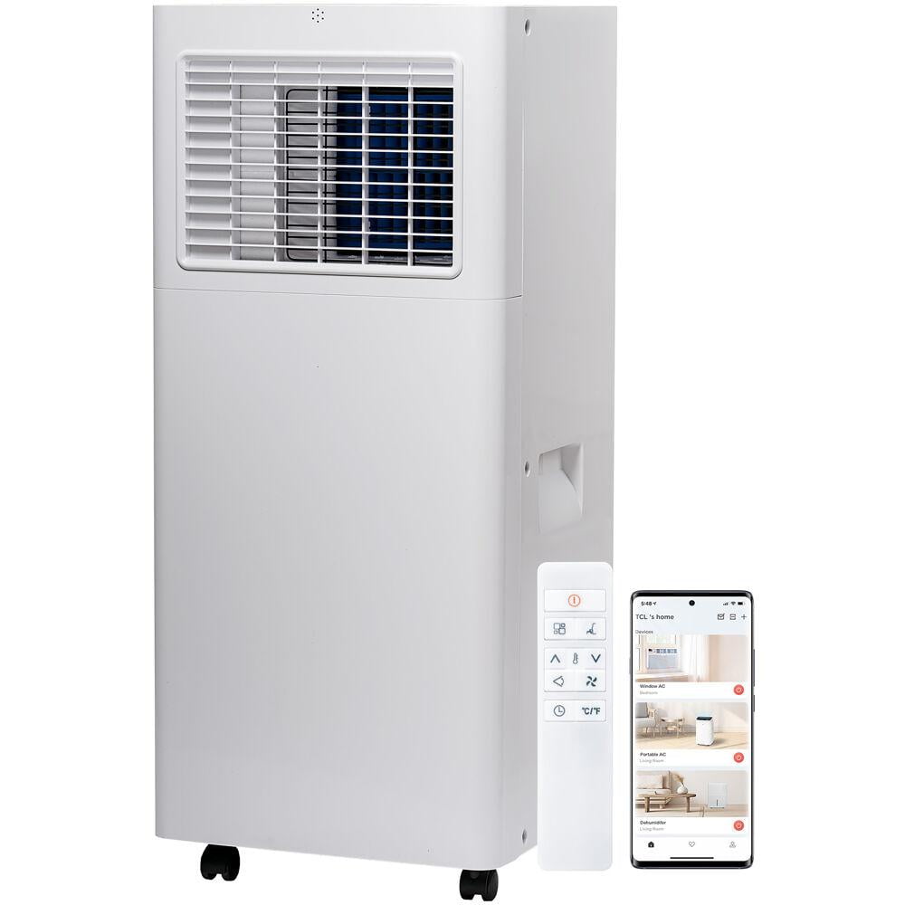 TCL Smart Portable Air Conditioner, 3-in-1 Cooling Fan and Dehumidifier for Rooms up to 150 sq ft (White, 8100 BTU ASHRAE) 6r4hn