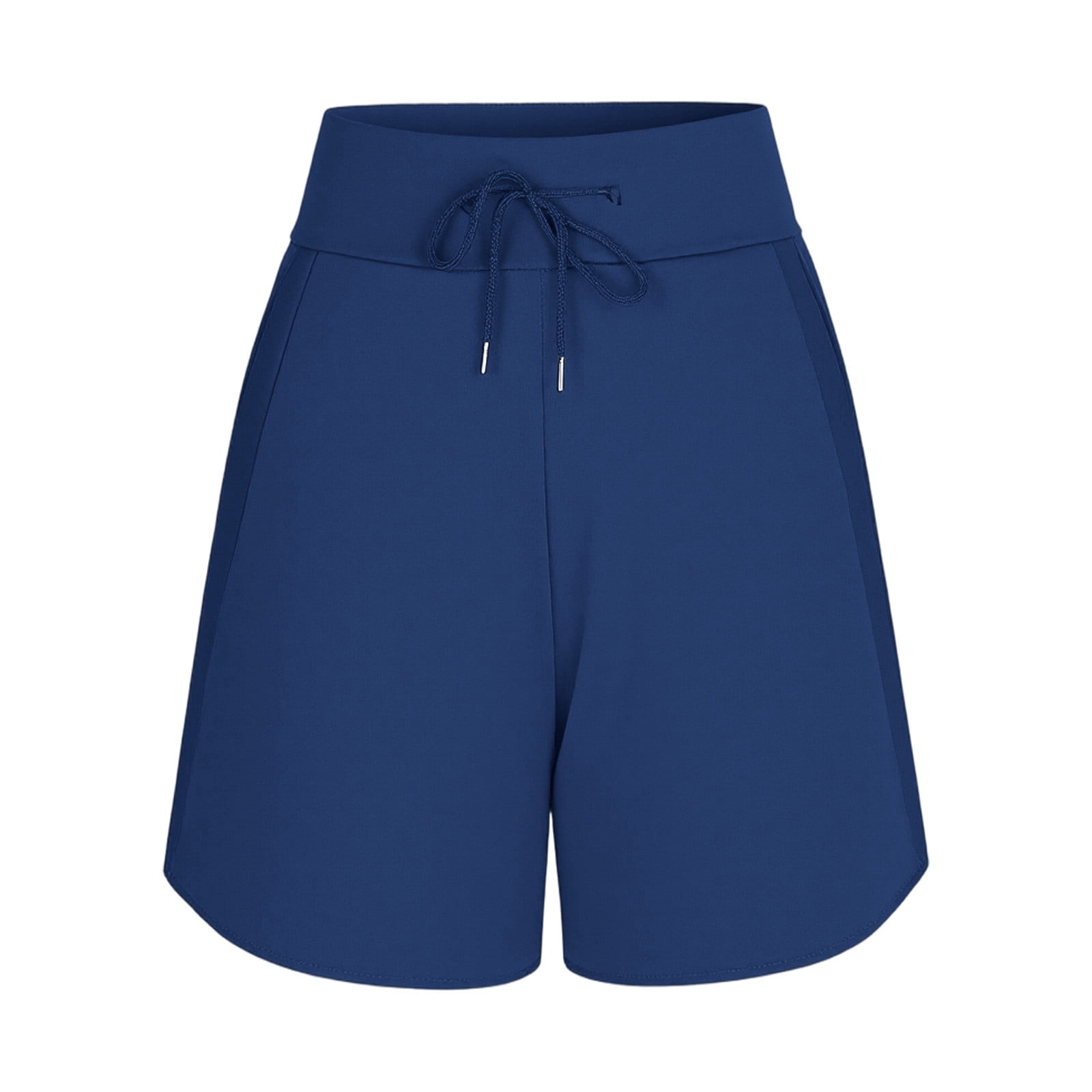 oelaio Women's Bermuda Shorts with Pockets Knee Length Stretch Drawstring Casual Walking Shorts (Blue, L) 6zvdd