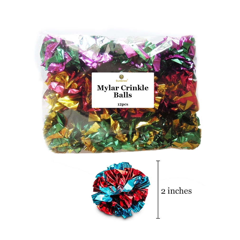 SunGrow Crinkle Balls for Cats and Kittens, Interactive Indoor Pet Toys (12 Pack) cibnw