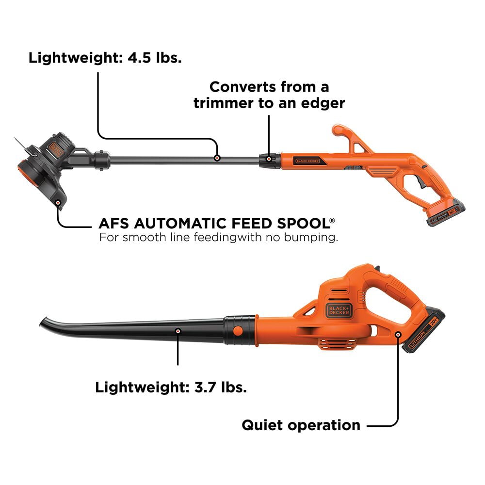 BLACK+DECKER Cordless String Trimmer and Leaf Blower Combo Kit (Black, 20V System) zlbnc