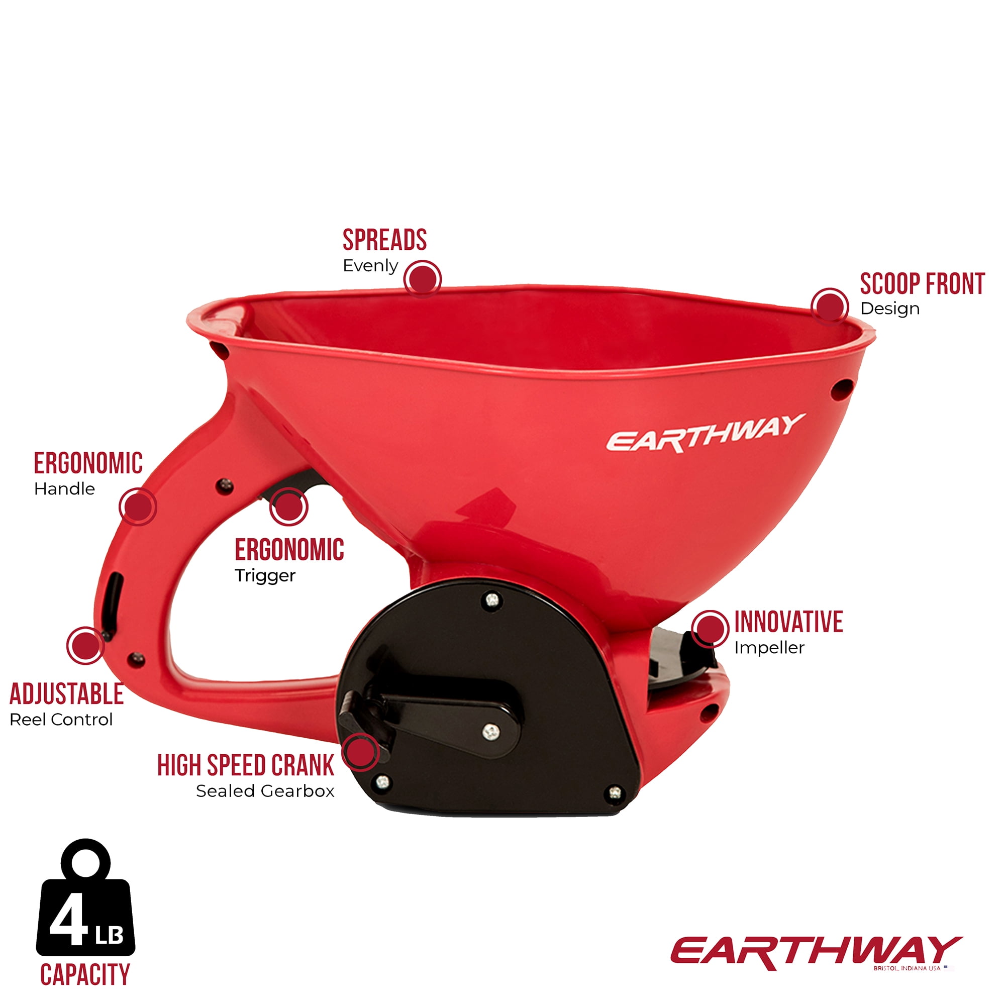 EarthWay 14014 Portable Broadcast Hand Spreader for Seed and Fertilizer (4 lb) 5p313