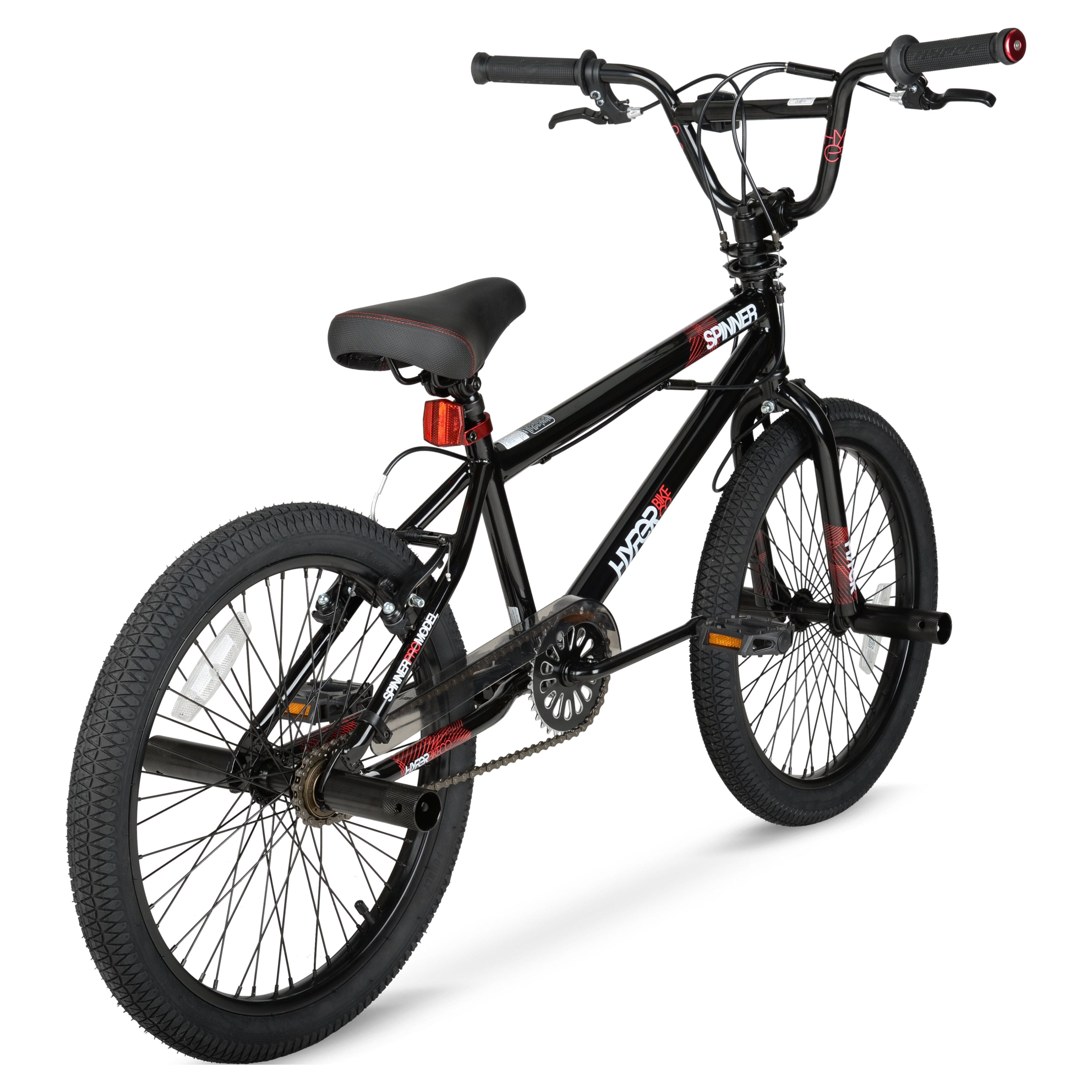 Hyper Bicycles 20 in Spinner BMX Bike, Durable Steel Frame with Pegs (Black, 20 in) 8985v