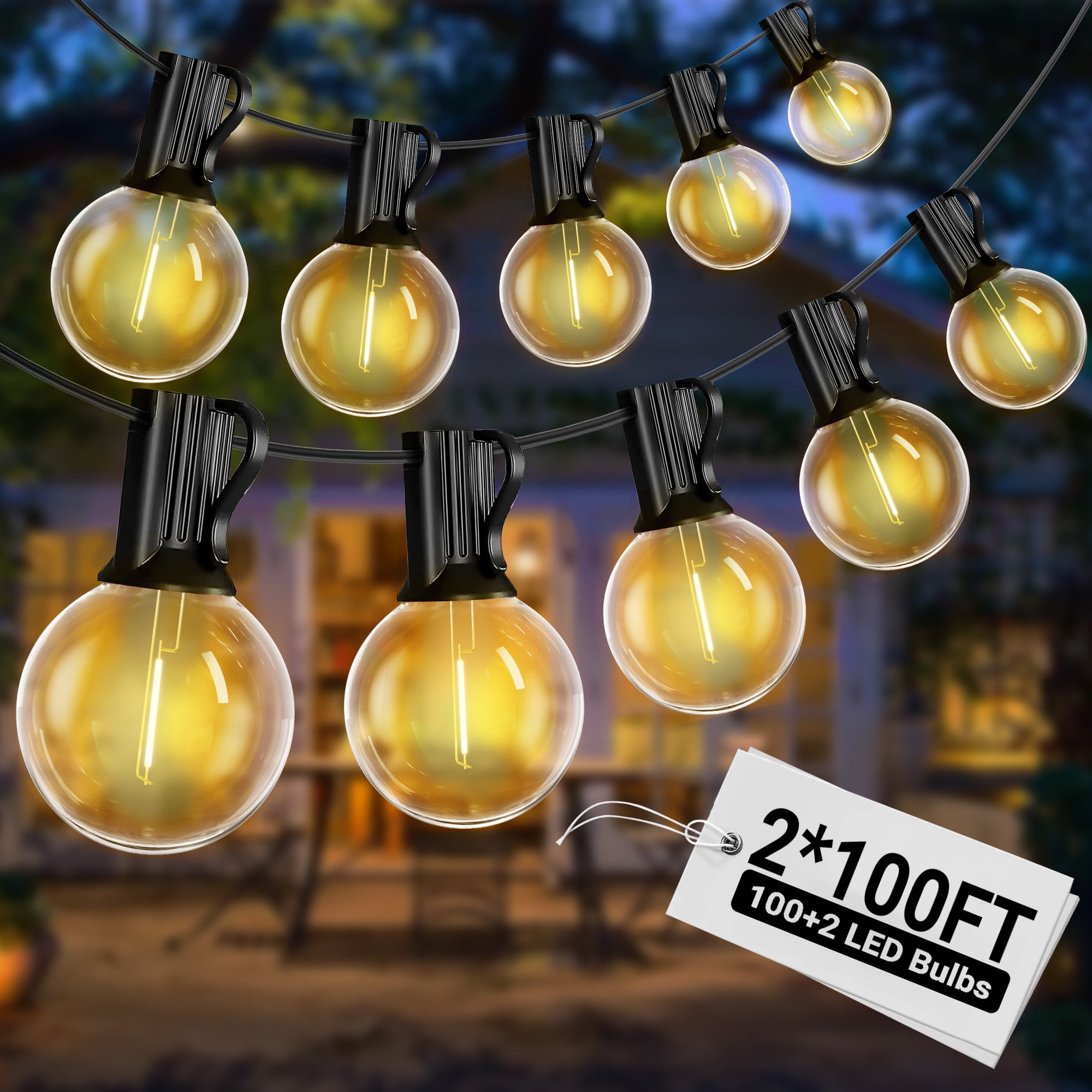 DAYBETTER Outdoor String Lights, E12 G40 Edison Vintage Hanging Lights for Patio Garden (Warm White, 200 ft) hgqjn