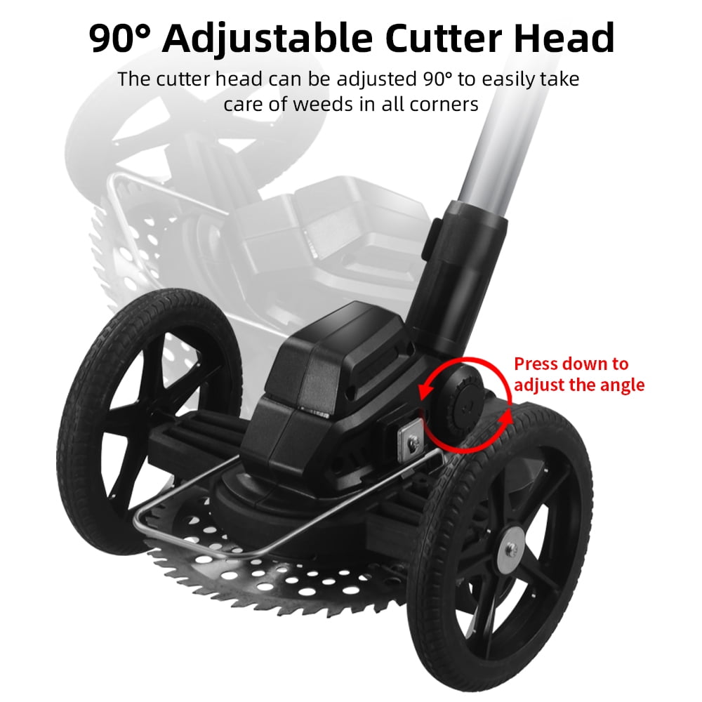 Paddsun Electric Cordless Weed Trimmer with Digital Power Display and Auxiliary Wheel (21V) ysp0b