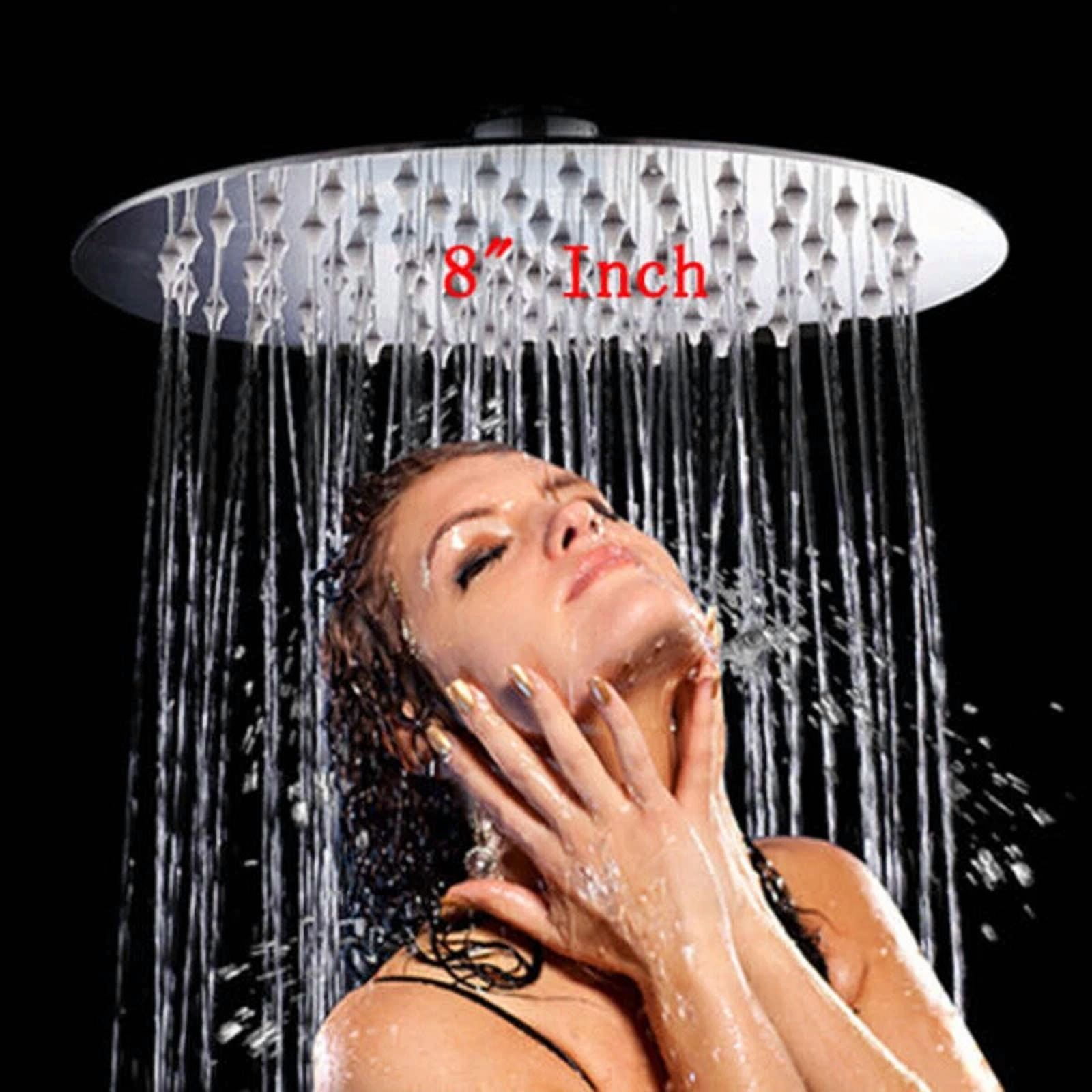 KLYNE 8 in Round Stainless Steel Rain Shower Head High-Pressure Bathroom Faucet (Silver, 8 in) ietp8