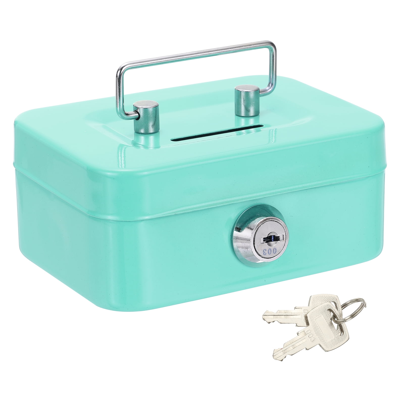 Uxcell Small Metal Cash Box with Security Key Lock for Money Jewelry and Personal Items (Green, 4.5 x 2.3 x 3.4 in) x9q7u