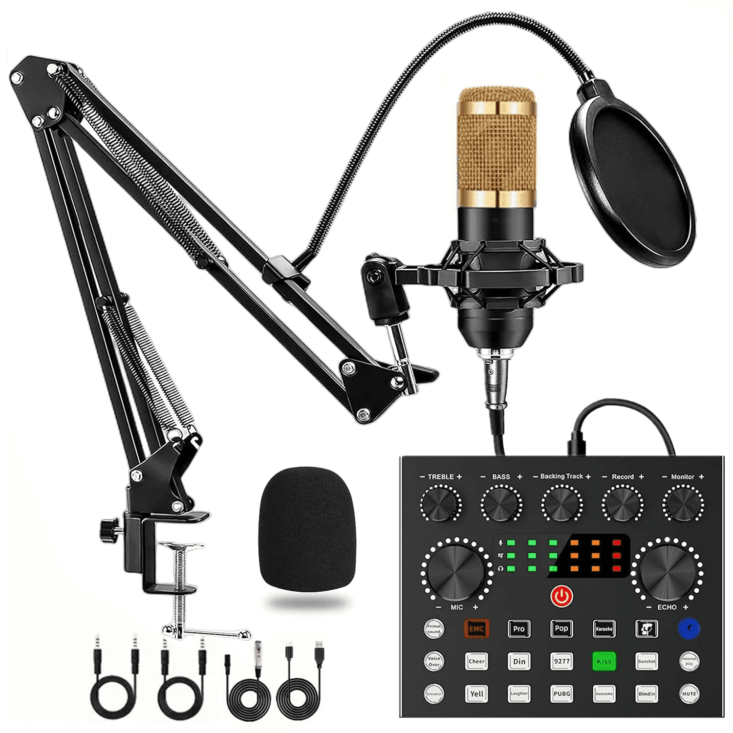 ENROSLU BM-800 Podcast Microphone Bundle Kit with Sound Card and Adjustable Arm Stand (Black, 1 Piece) 2aljv