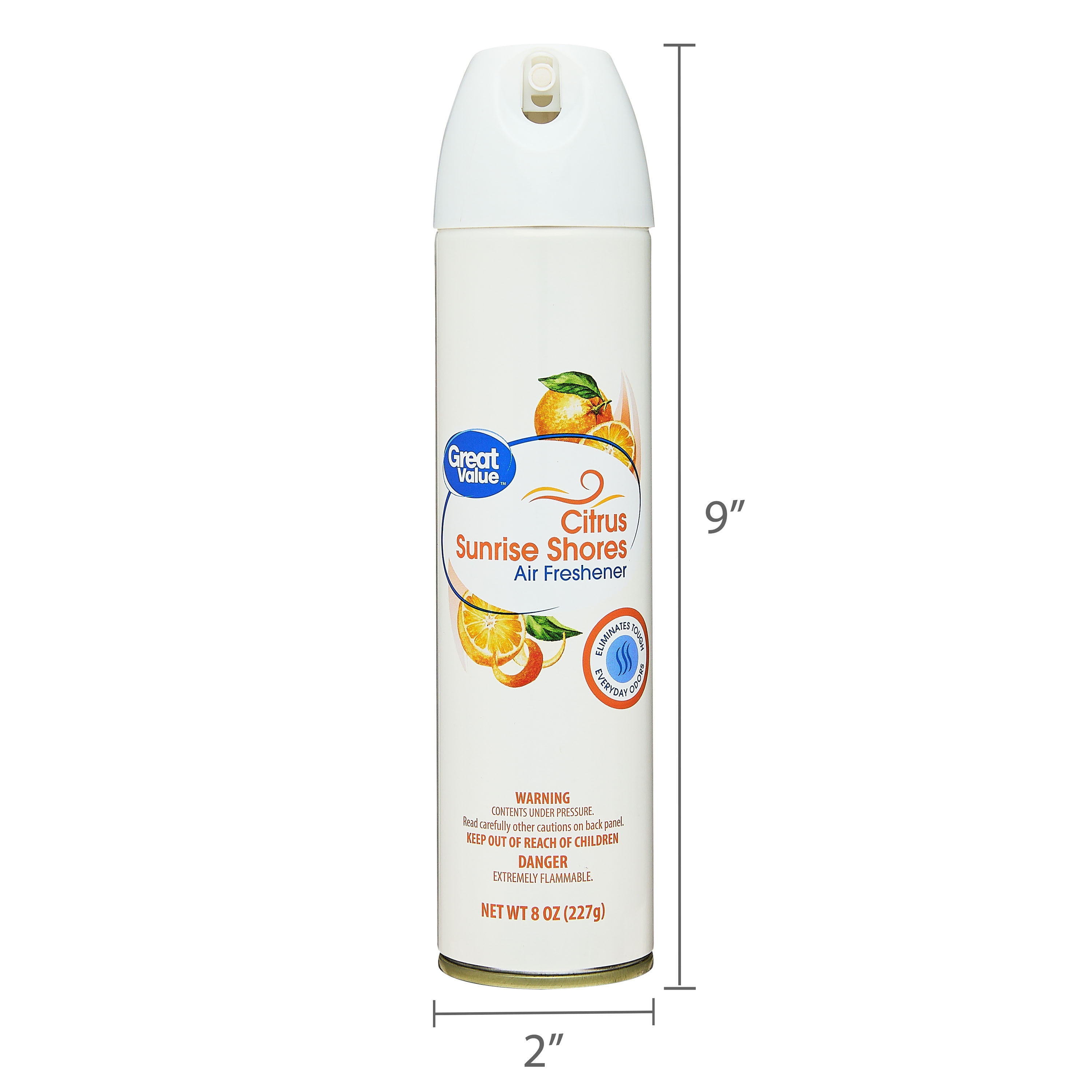 Great Value Aerosol Air Freshener, Citrus Sunrise Shores, Odor Eliminating Room Spray (Citrus, 8 oz) aki9q