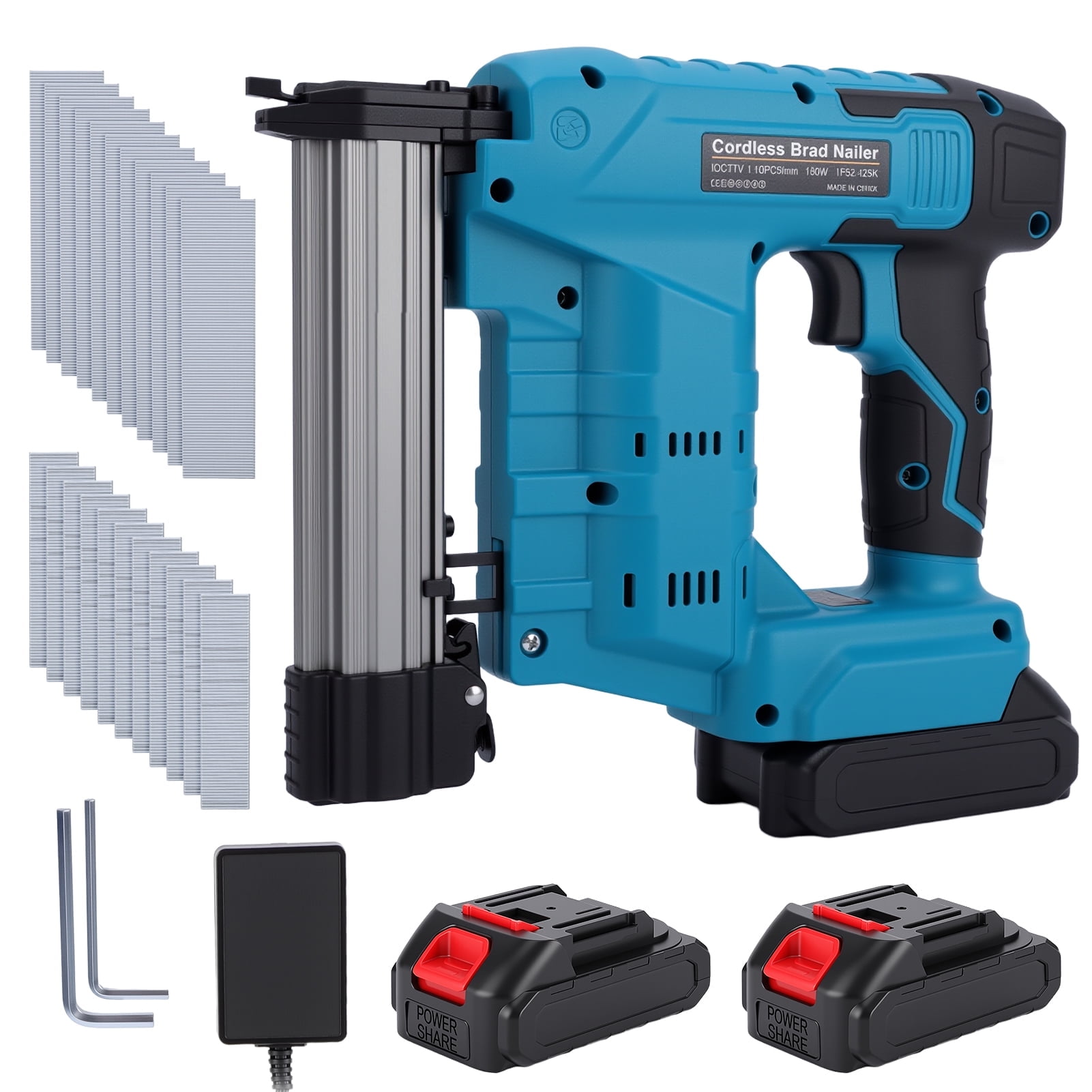 Ldyso Cordless Brushless Nail Gun, 18 Gauge 2-in-1 Brad Nailer and Staple Gun Kit with 2 Batteries, Charger, and 2000 Fasteners (20V) gmwvt