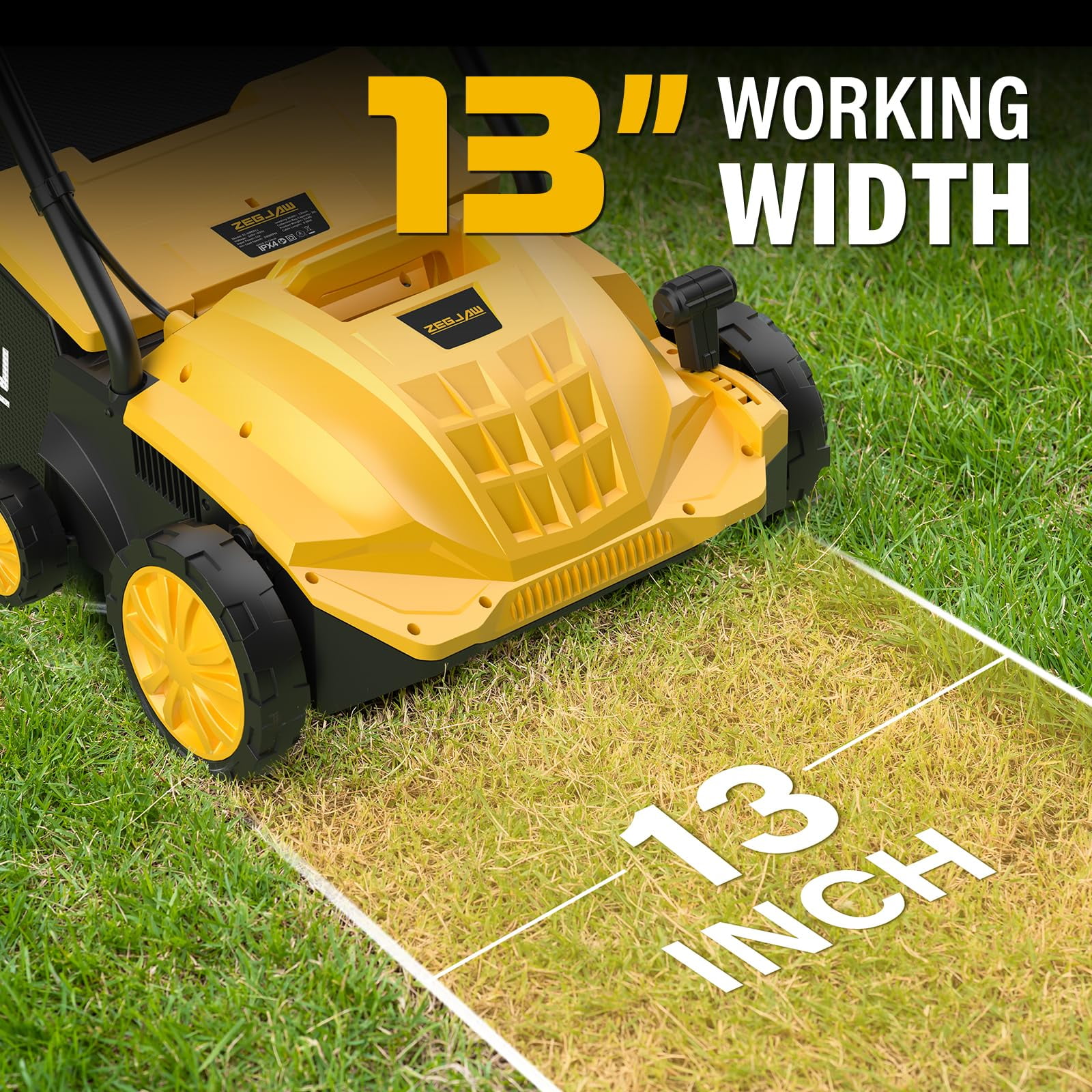 ZEGJAW Electric Dethatcher and Scarifier, 2-in-1 Lawn Thatch Remover with 4-Position Depth Adjustment (13 in, 12 Amps) 0bdvu