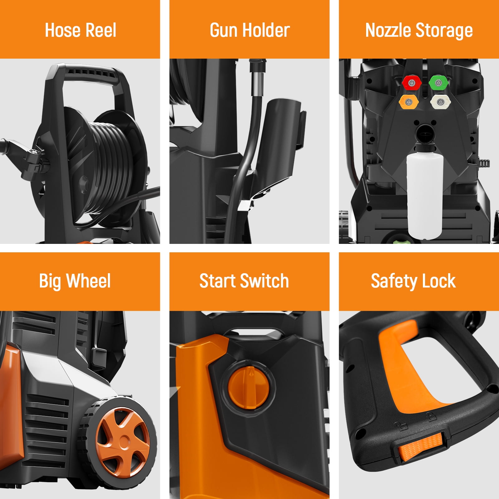 HONDMIN Electric Pressure Washer 4200 PSI 2.5 GPM (25 ft Hose, 16.9 fl oz Foam Cannon) t46hn