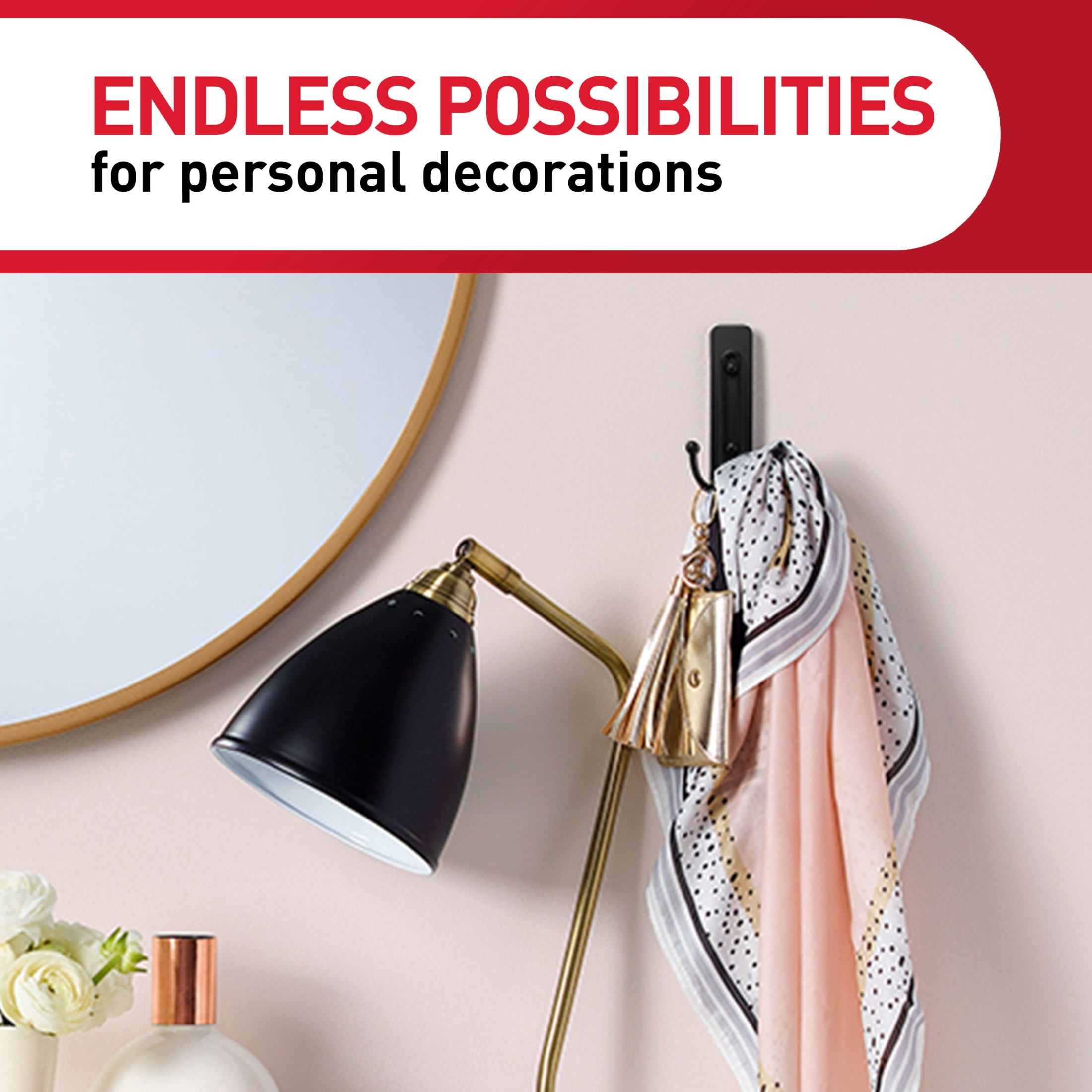 Command Large Double Wall Hooks, Damage-Free Adhesive Hanging for Home and Office (Black, 2 Hooks) f1du7