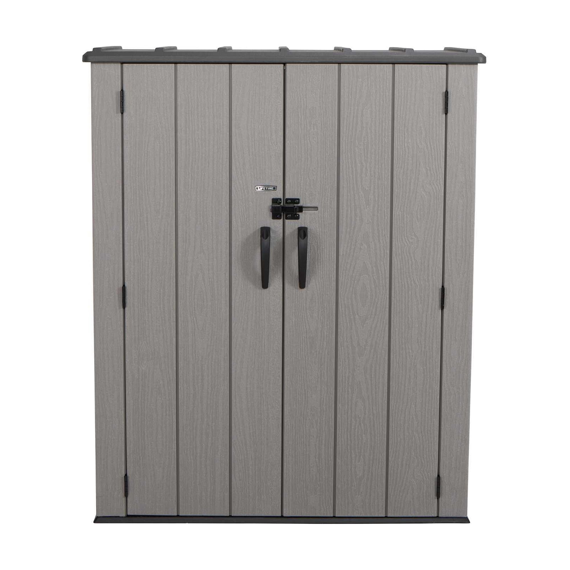 Lifetime Vertical Outdoor Storage Shed, Weather-Resistant Polyethylene Garden Organizer (Gray, 53 cubic feet) s1c6d