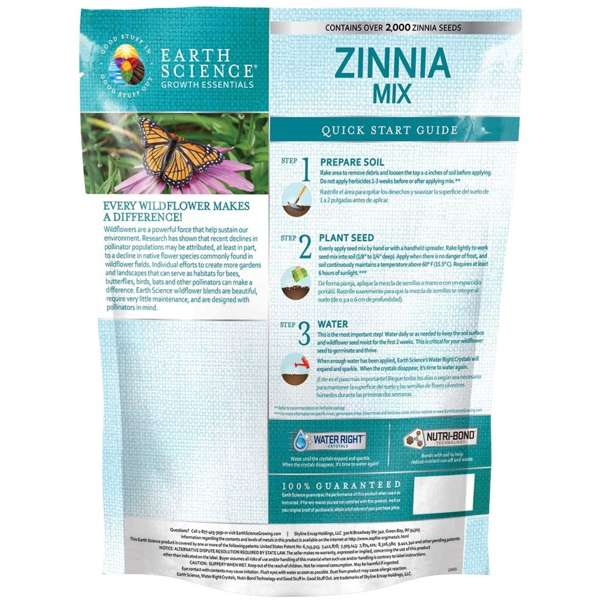 Earth Science Zinnia Wildflower Mix Seed and Soil Conditioner (2 lb) yil8n