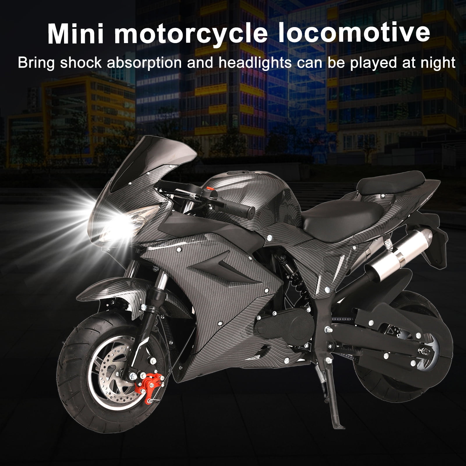 AQQW 49cc 4-Stroke Gas Mini Motorcycle, Kids & Teens Pocket Dirt Bike with Dual Disc Brakes (Black, 441 lb Capacity) rffo9
