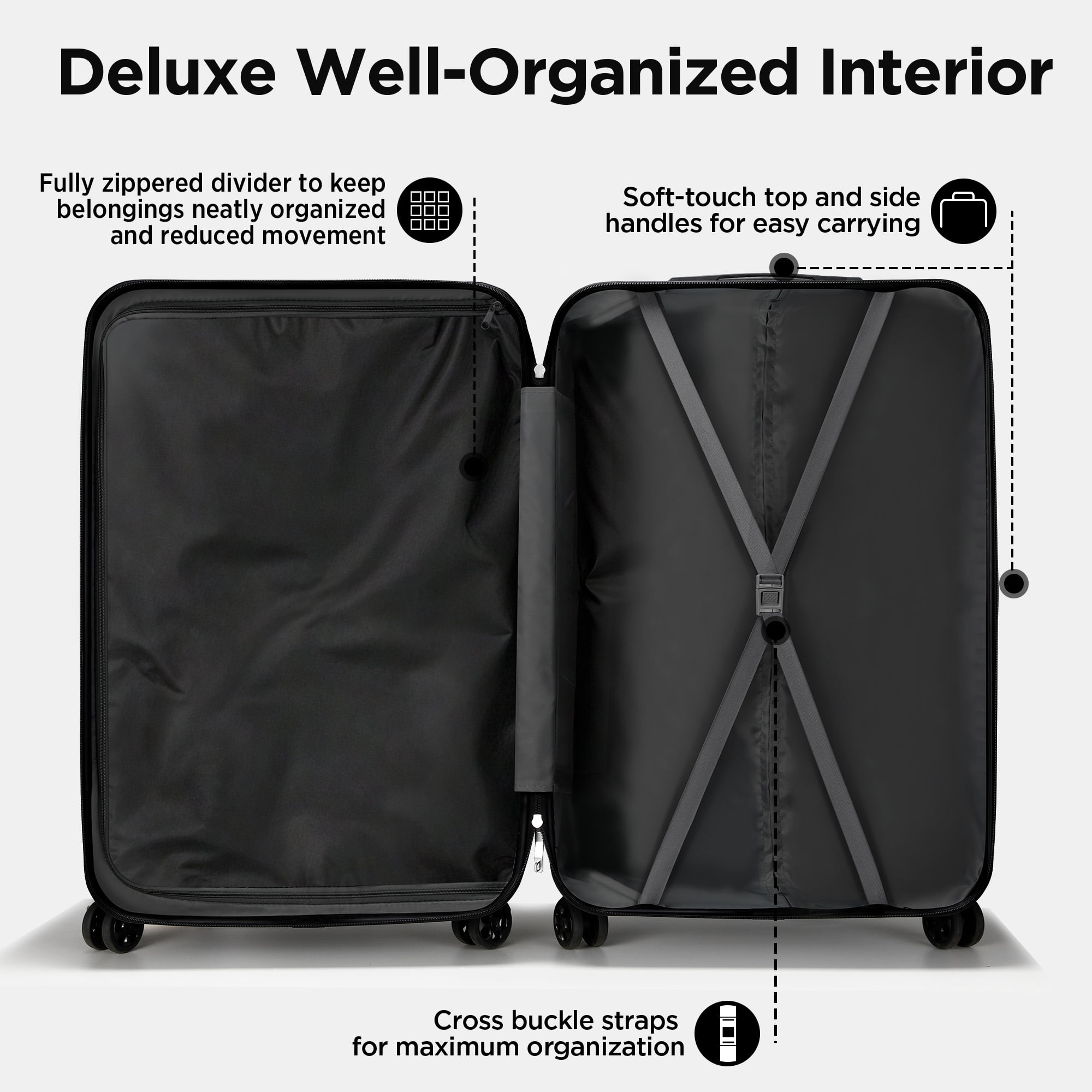 Campmoy Hardshell Luggage Set, Lightweight Spinner Suitcases with TSA Lock (Black, 11-Piece Set) 2tccq - Image 7