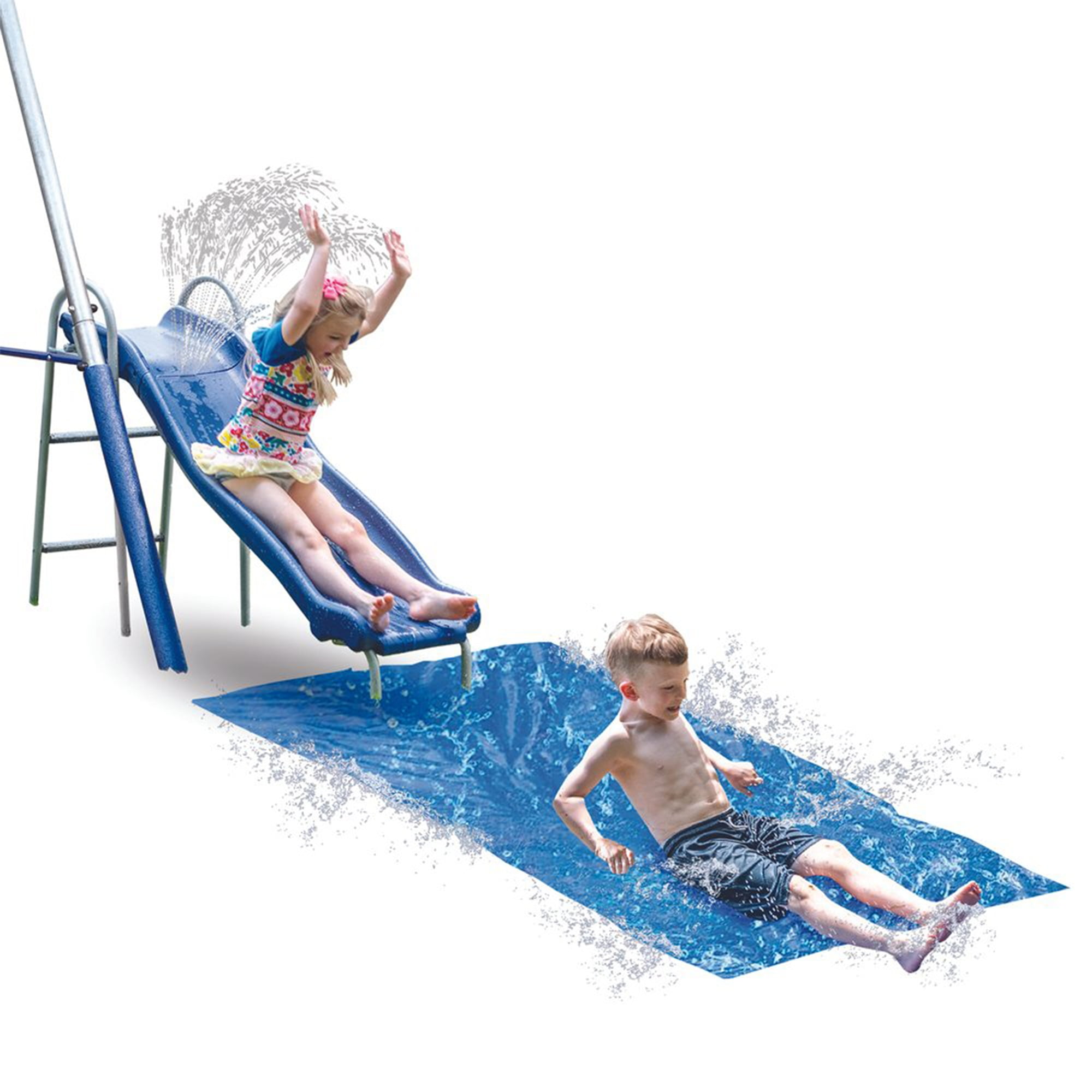 XDP Recreation Outdoor Swing Set with Wave Water Slide and Disc Swing (Black, 118 in x 91 in x 74 in) fv6bb