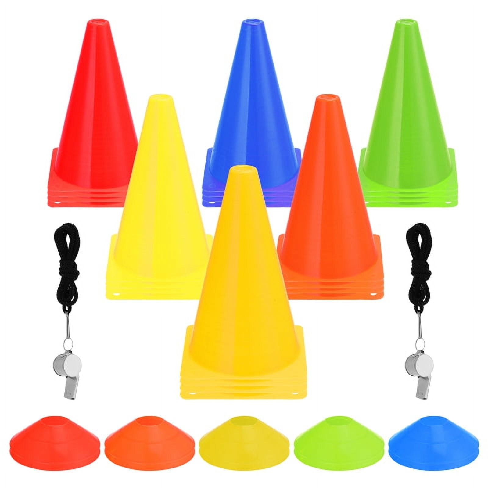 Hengguang 34-Piece Sports Training Cone Set, Durable Plastic Soccer and Football Field Markers (Blue, 34 Pack) i9itm