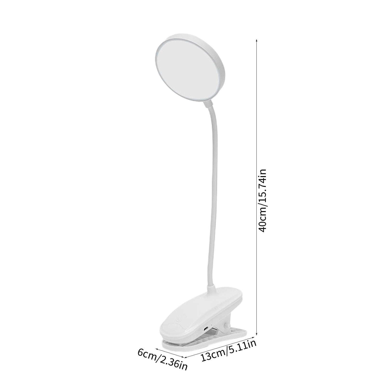 Yyuenw LED Desk Lamp Clip-On Reading Light, USB Rechargeable Eye-Caring Lamp with 3 Color Modes and Stepless Dimming (White, 2.3 in Clamp) ajpf9