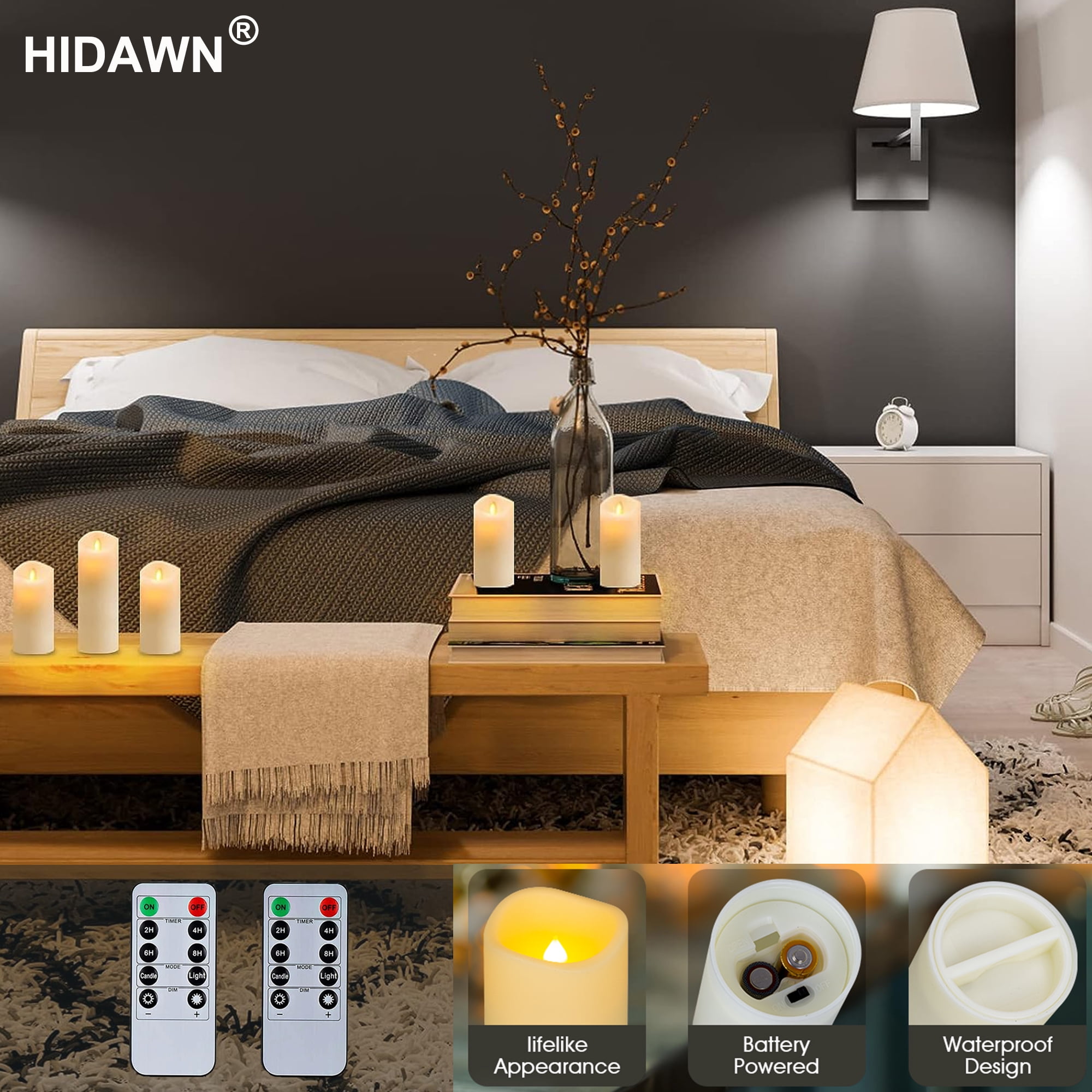 Hidawn Flameless LED Pillar Candles with Remote Control (Ivory, 9 Pack) d4shi