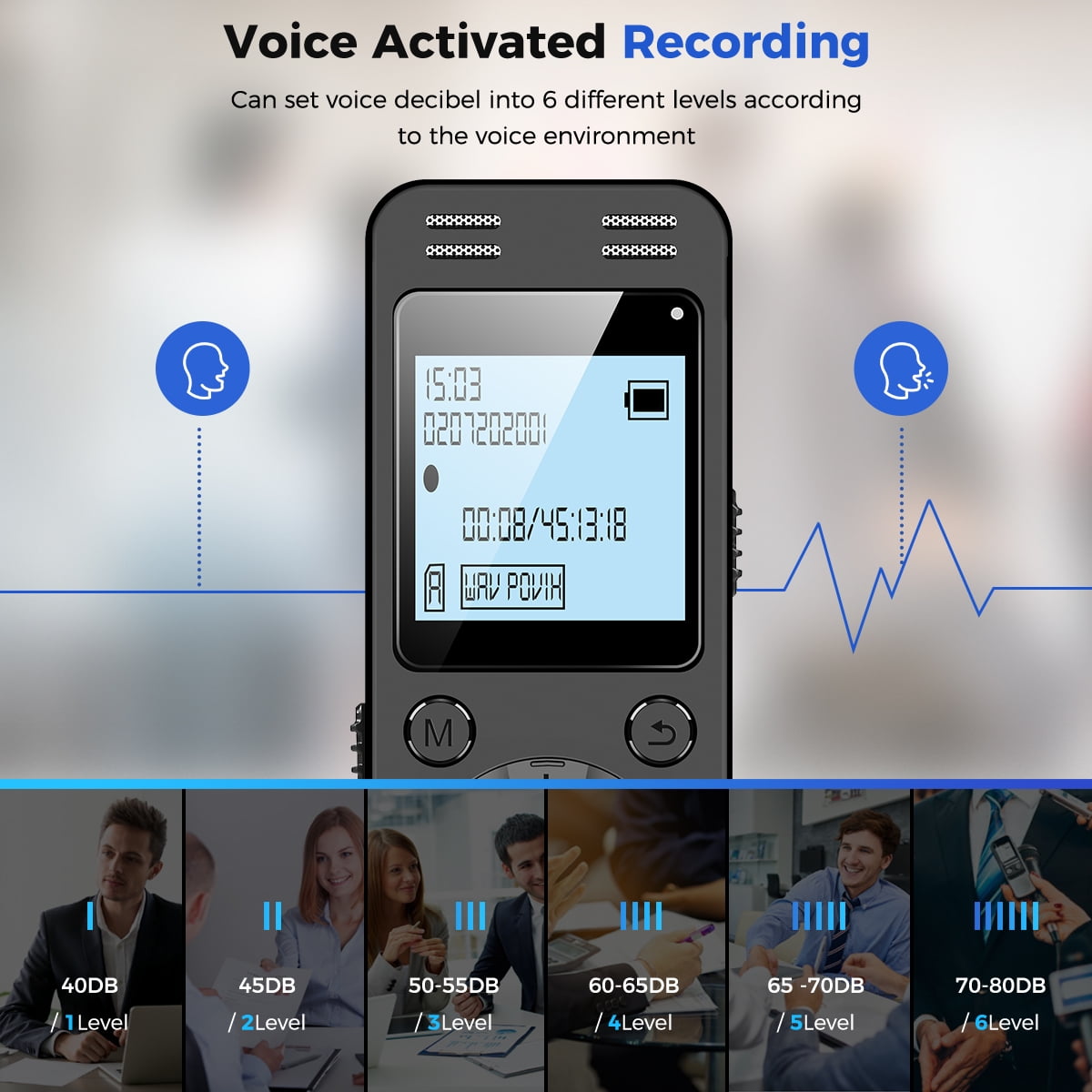 RONY 64GB Digital Voice Recorder, Noise Cancelling Voice Activated Recording Device with Playback (Black, 64GB) qqh1l