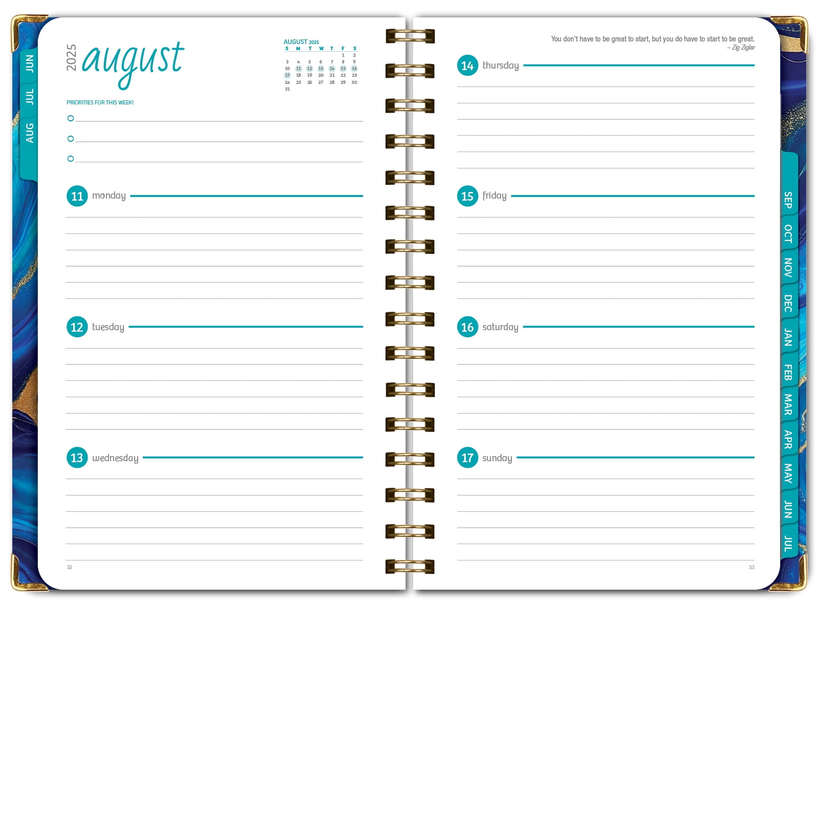 Global Printed Products Academic Planner 2025-2026 (Dark Blue Marble, 5.5 in x 8 in) olgem