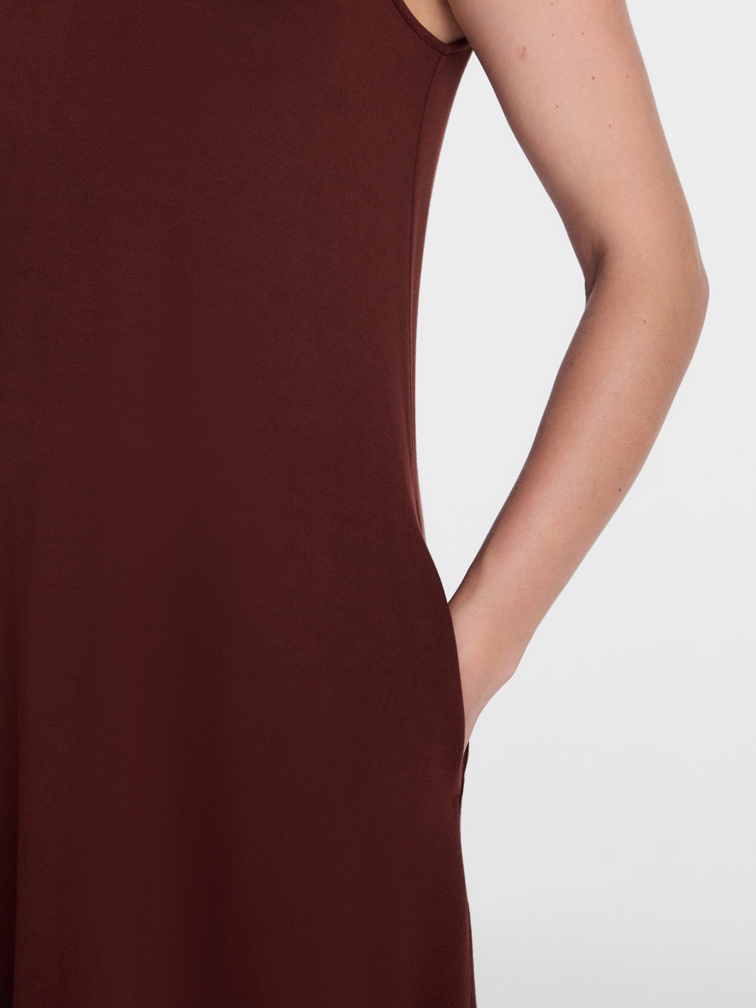 Time and Tru Women's Sleeveless Knit Swing Dress (Brown, XS) 1o02y