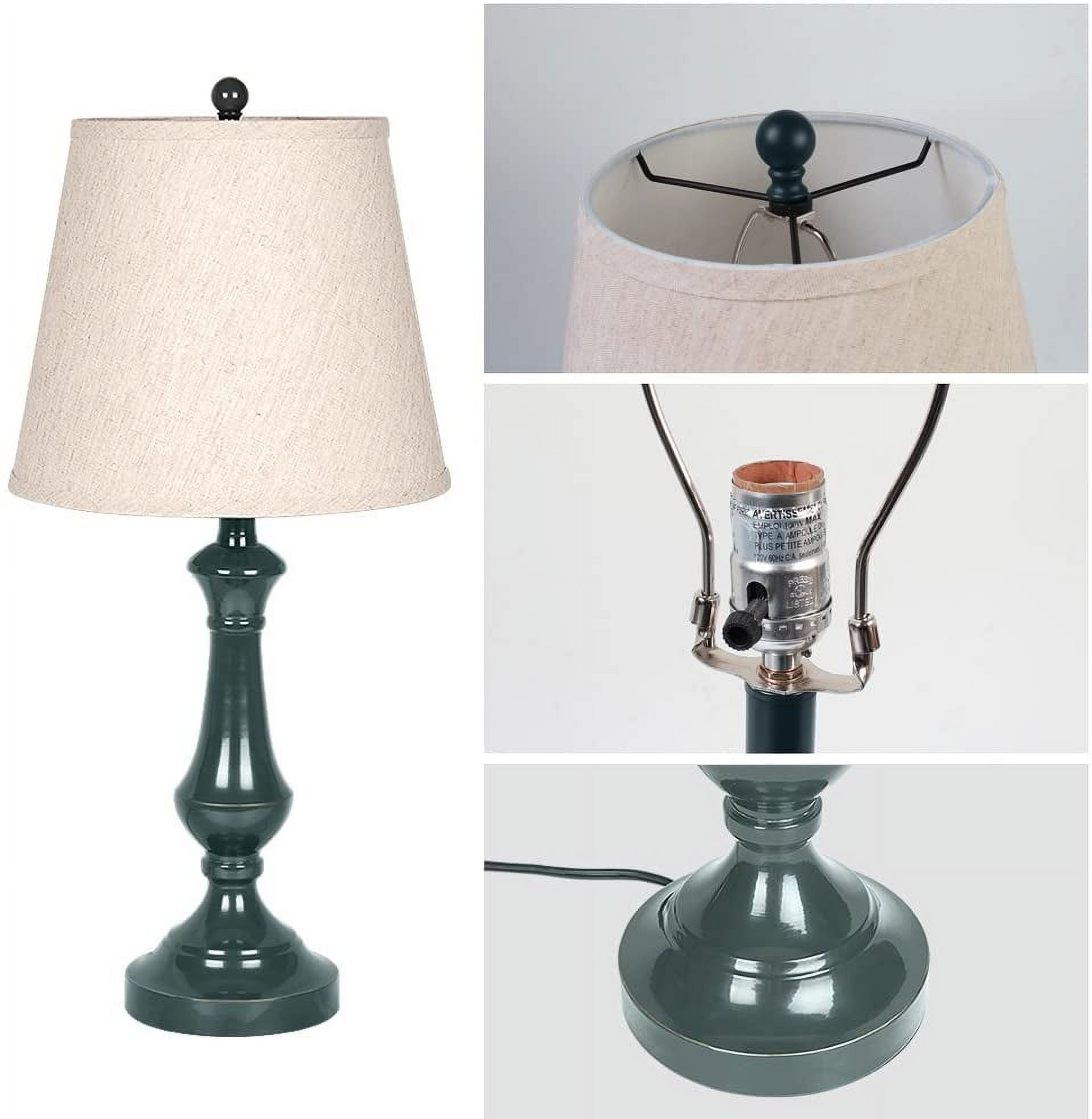 Oumilen Contemporary Metal Table Lamp Set, Modern Fabric Shade Accent Lighting (Blue, 25 in Height, Set of 2) xe6al