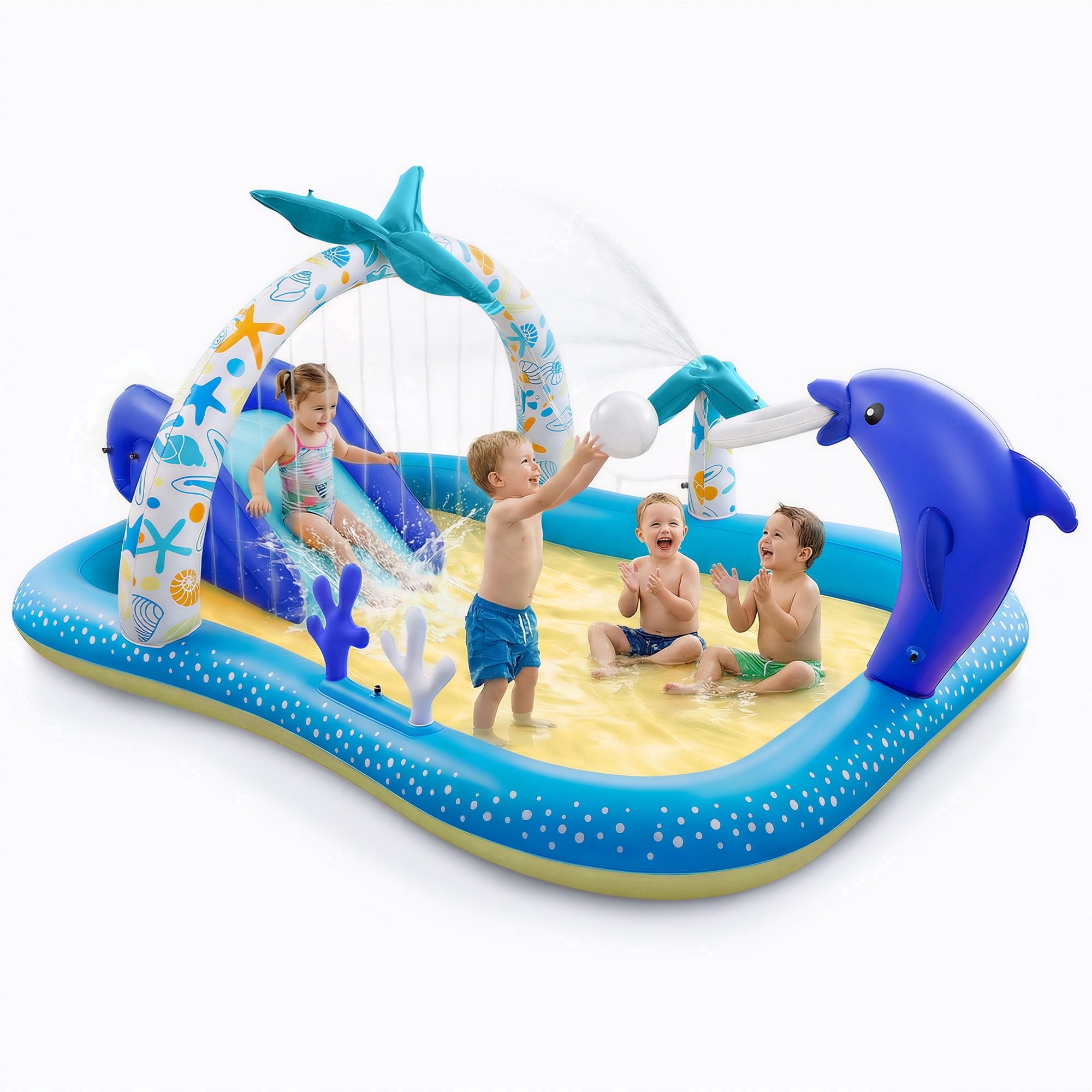 Sable Inflatable Rectangular Swimming Pool for Kids and Family, Durable Outdoor Backyard Pool (Blue, 95 x 75 x 40 in) 76obk