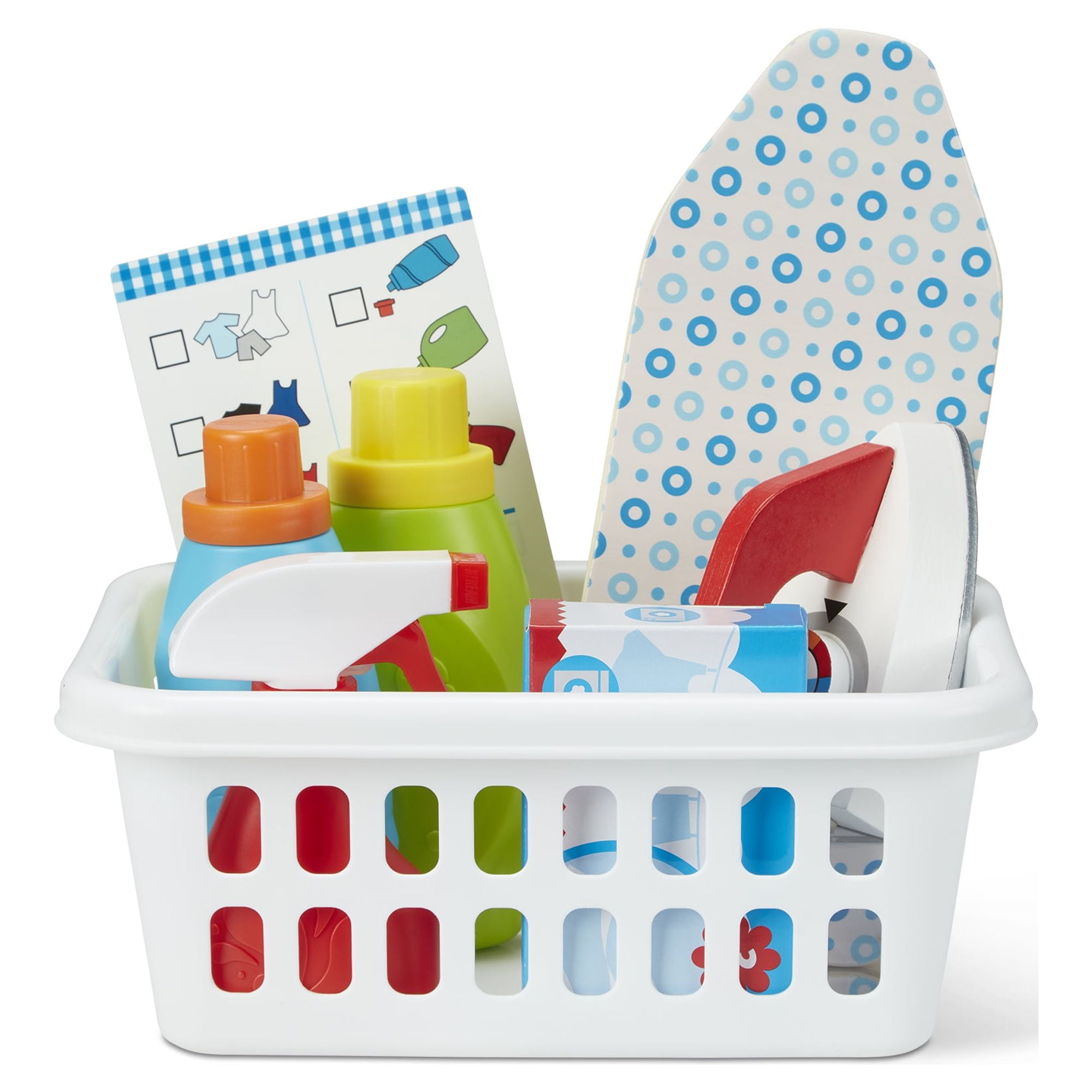 Melissa & Doug Laundry Basket Play Set with Wooden Iron, Ironing Board, and Accessories (14 Pcs) anajg
