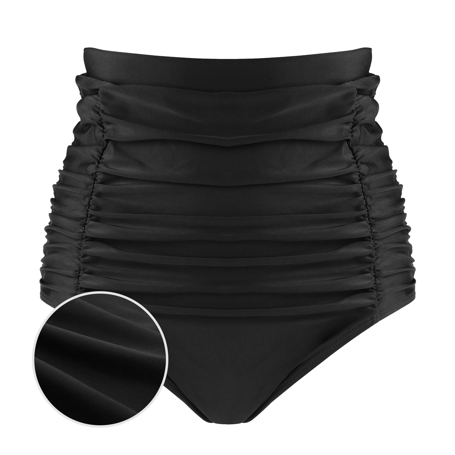 Relleciga Women's High Waisted Bikini Bottom Ruched Tummy Control Swimwear (Black, Small) ybqdi